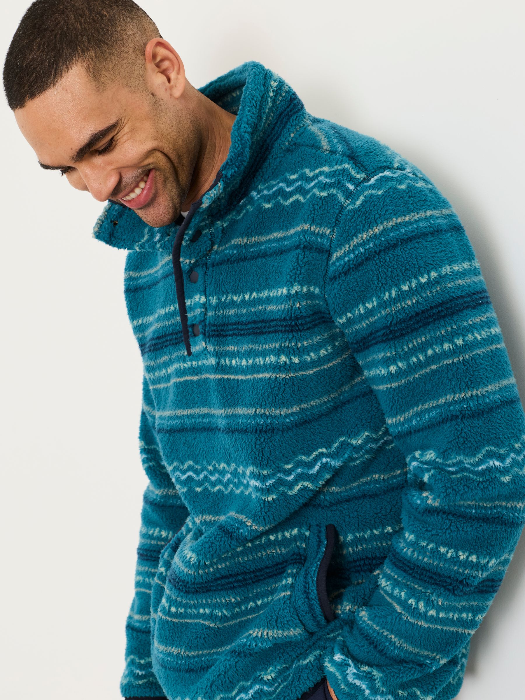 Light Teal Printed Quarter Neck Fleece - Image 5 of 6