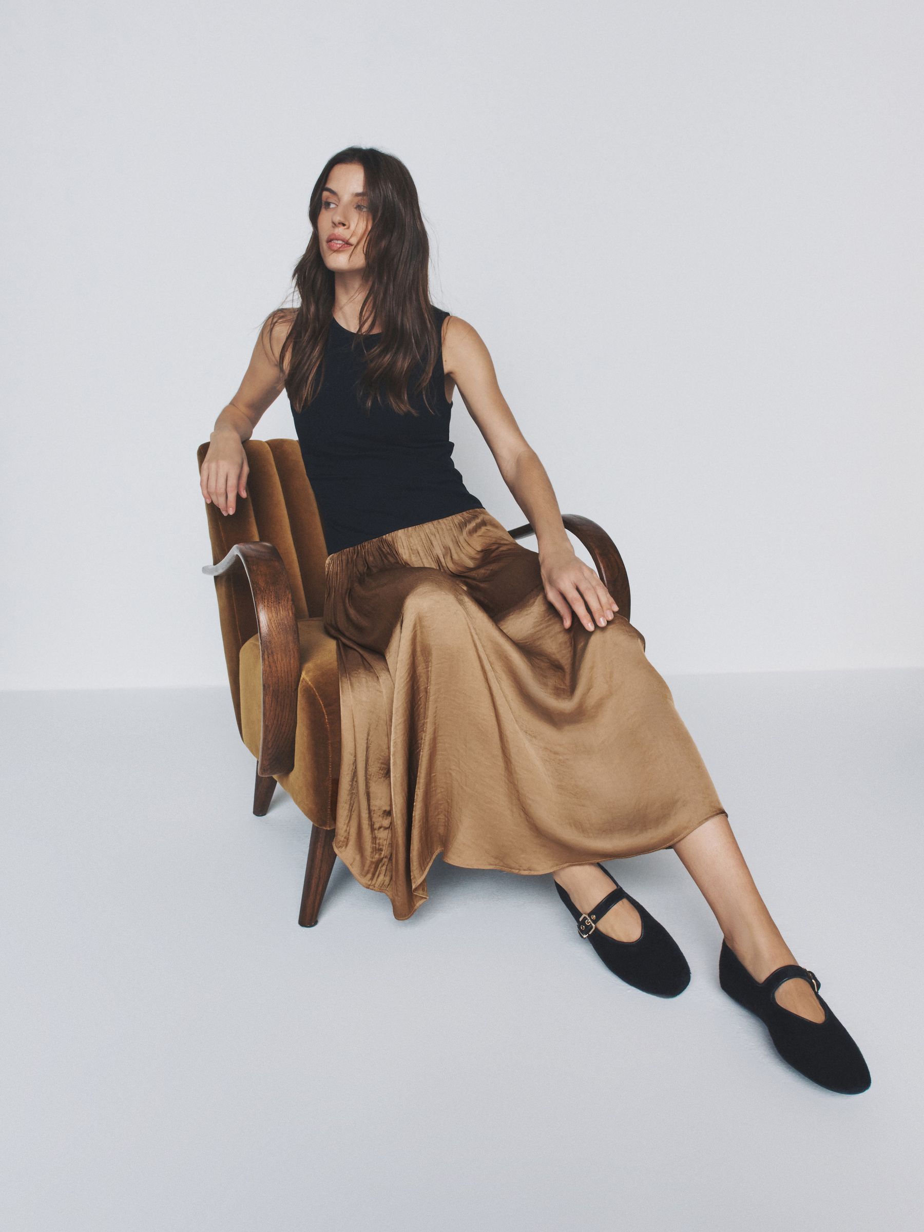 Jersey Satin Mix Dress Brown - Image 4 of 6