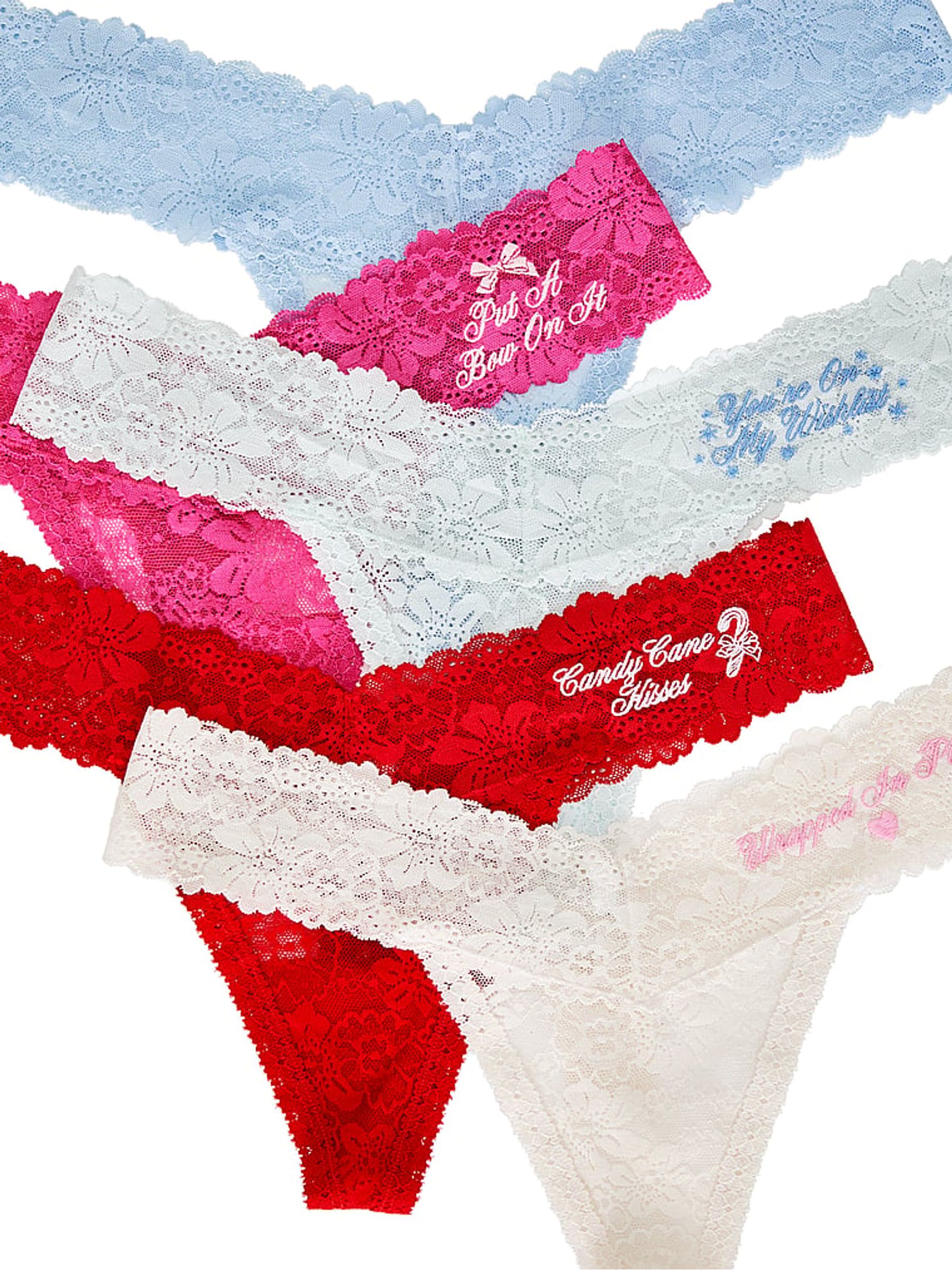Blue/Pink/Red/White Thong Knickers 5 Pack - Image 2 of 2 Blue/Pink/Red/White Thong Knickers 5 Pack - Image 2 of 2