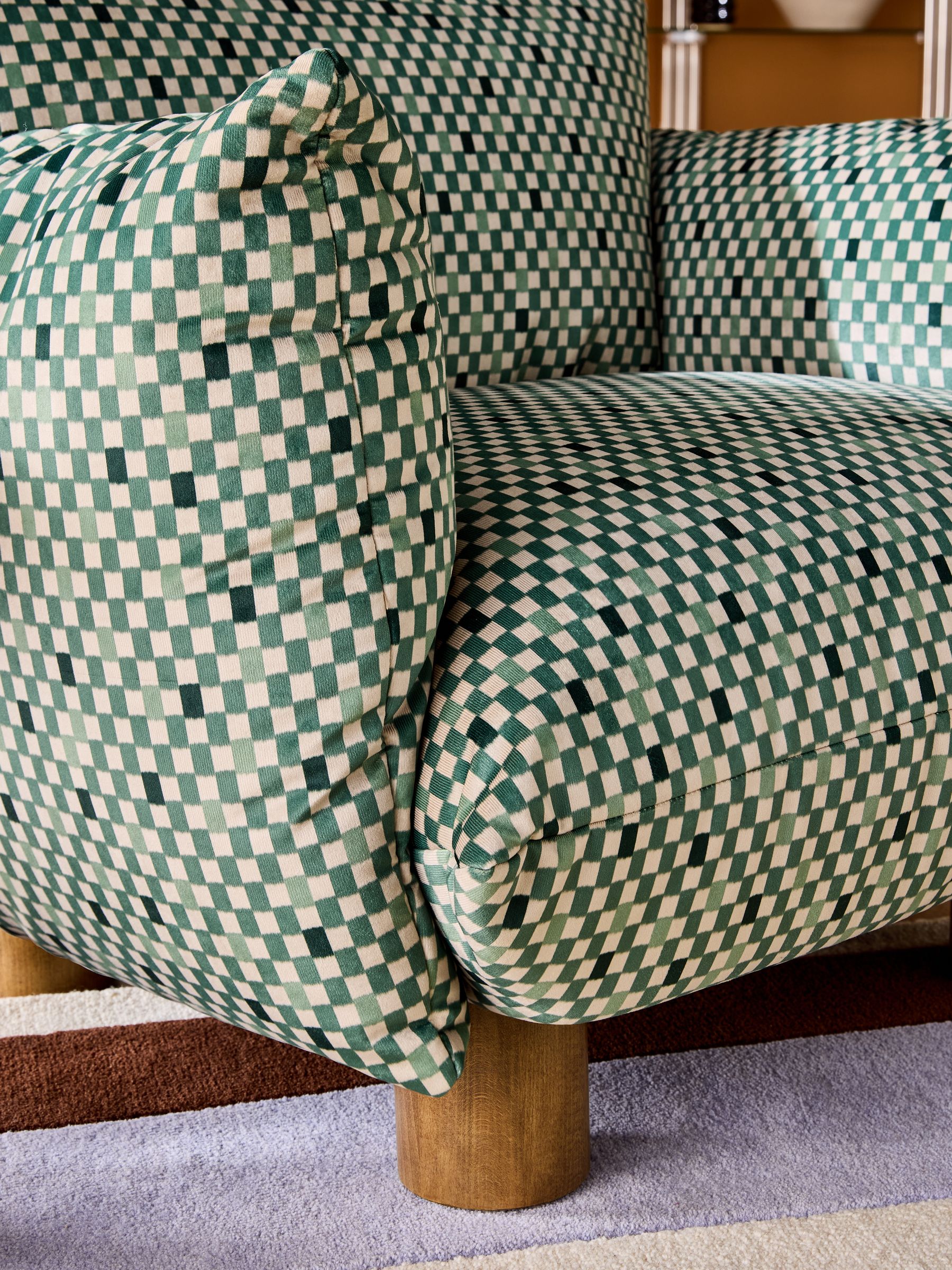 Jude Accent Chair in Green Checked Velvet - Image 2 of 5