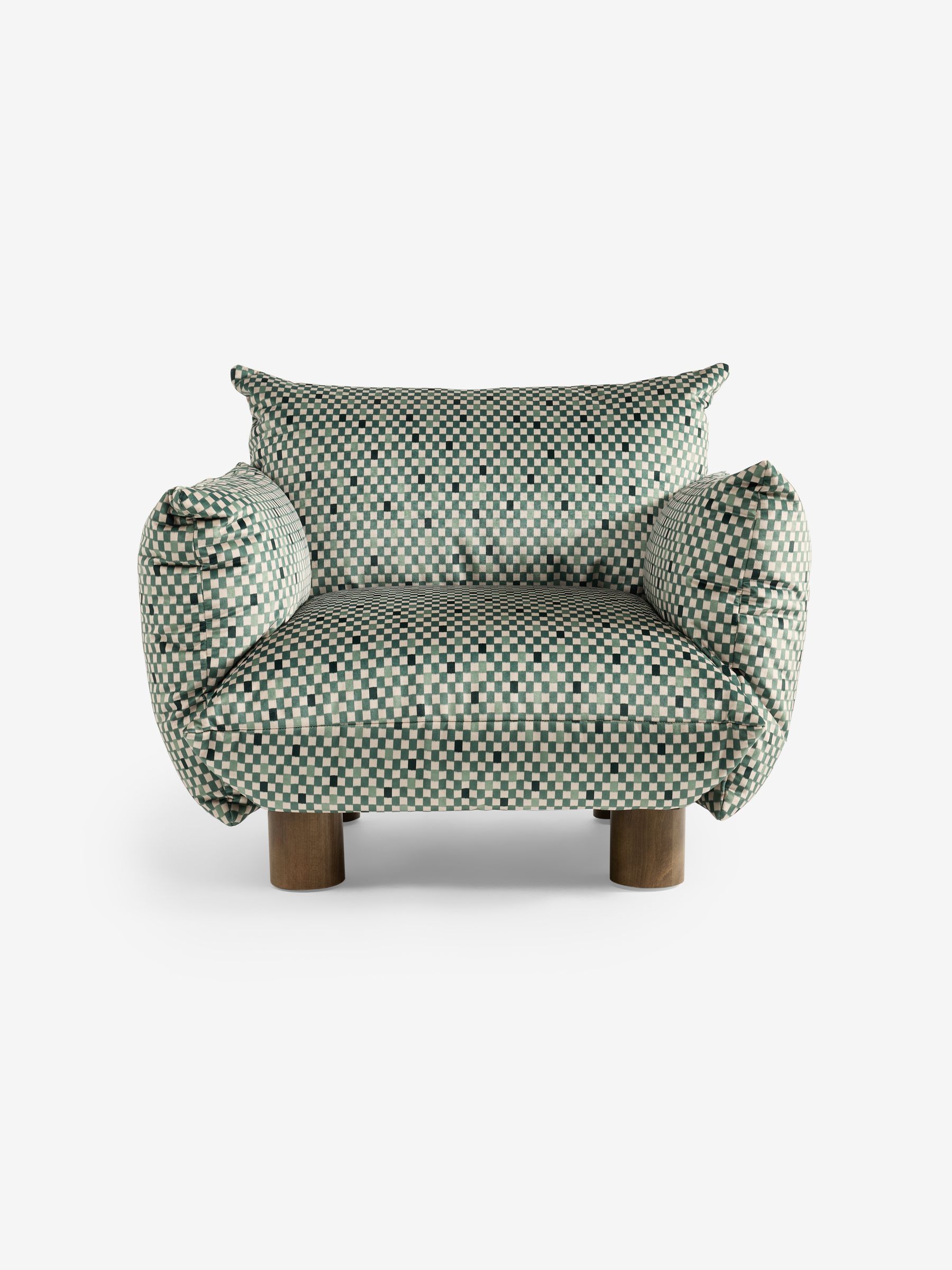 Jude Accent Chair in Green Checked Velvet - Image 4 of 5