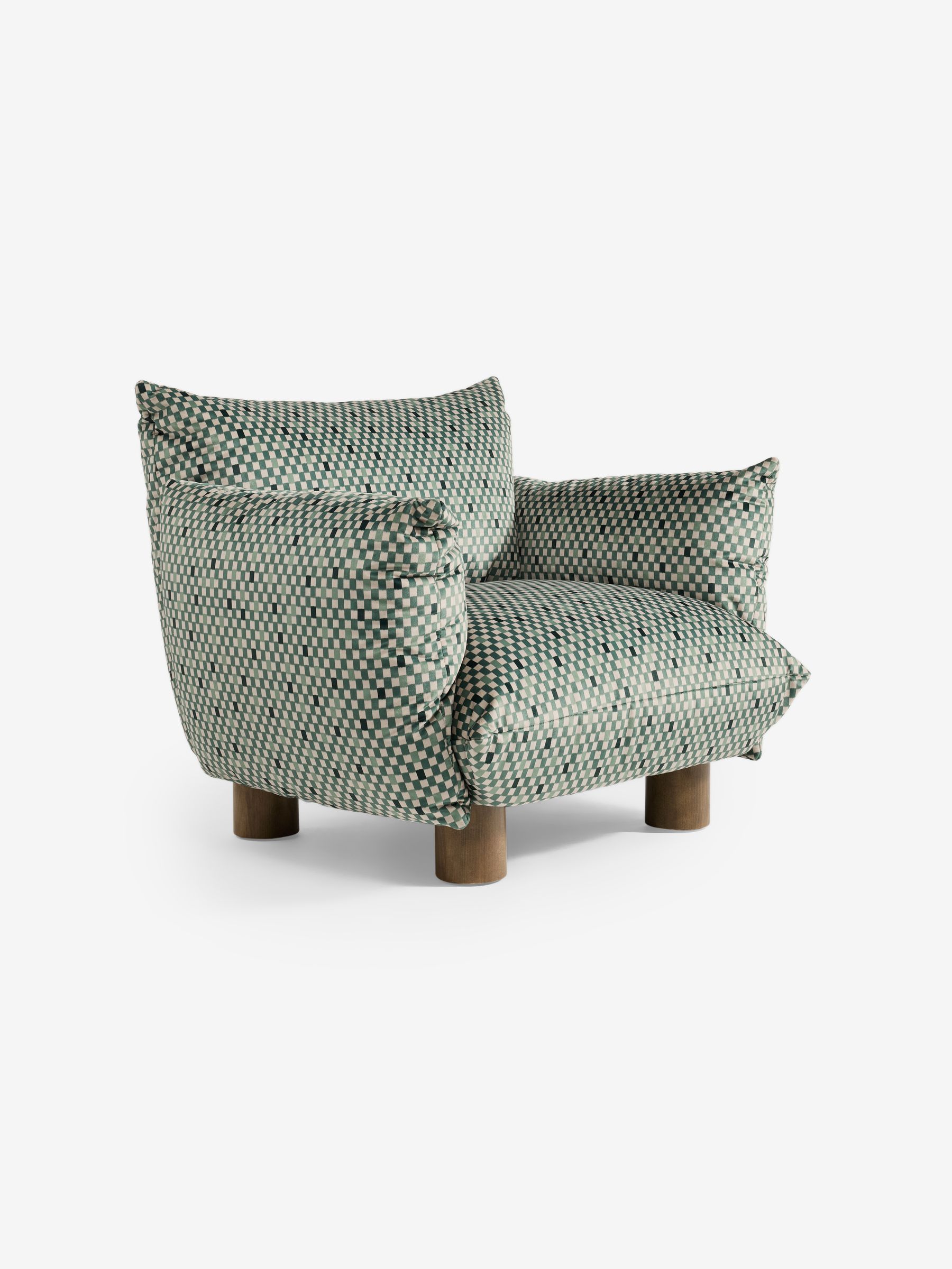 Jude Accent Chair in Green Checked Velvet - Image 5 of 5