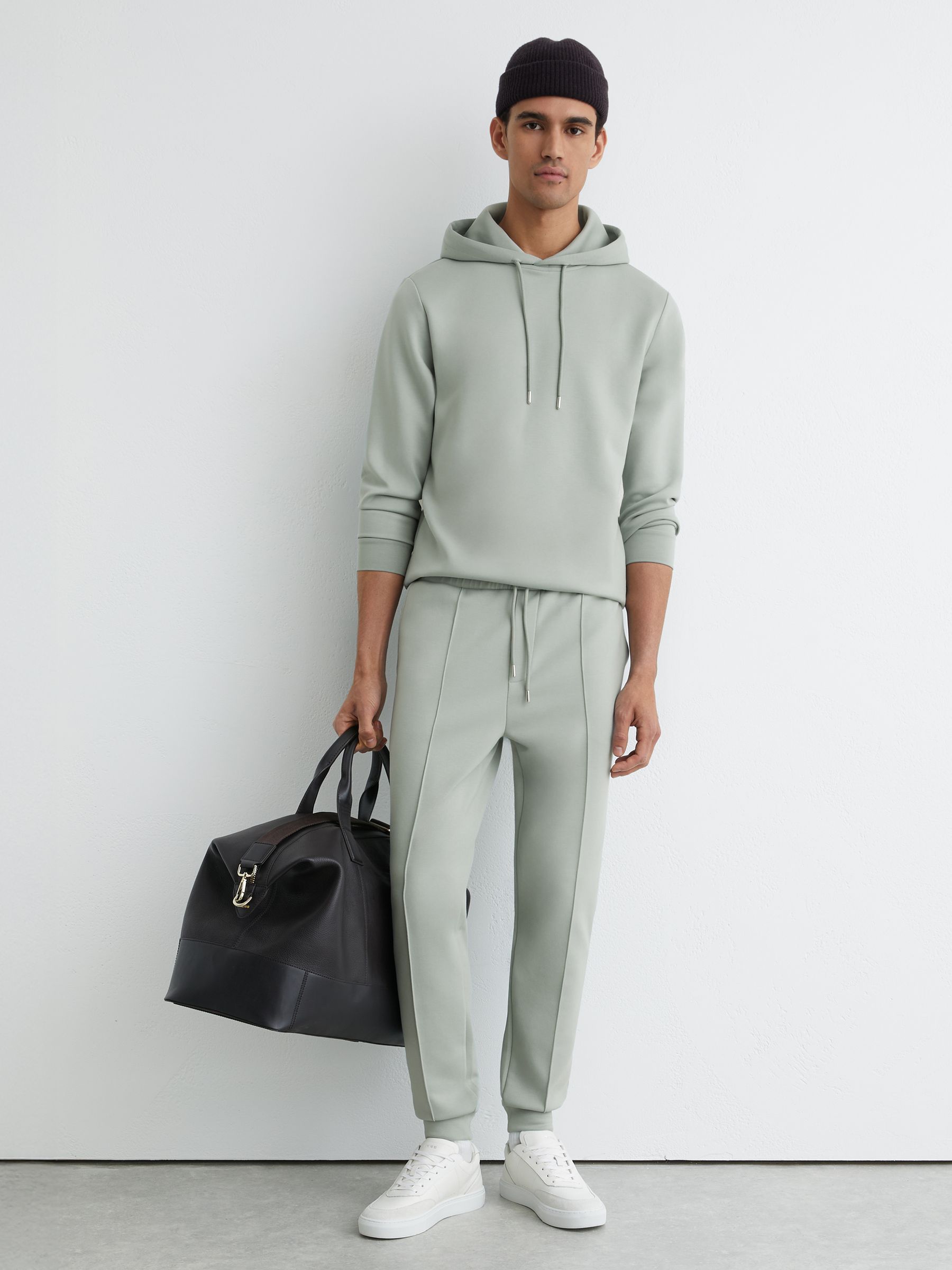 Stretch-Jersey Tailored Joggers in Mint Green - Image 1 of 6 Stretch-Jersey Tailored Joggers in Mint Green - Image 1 of 6
