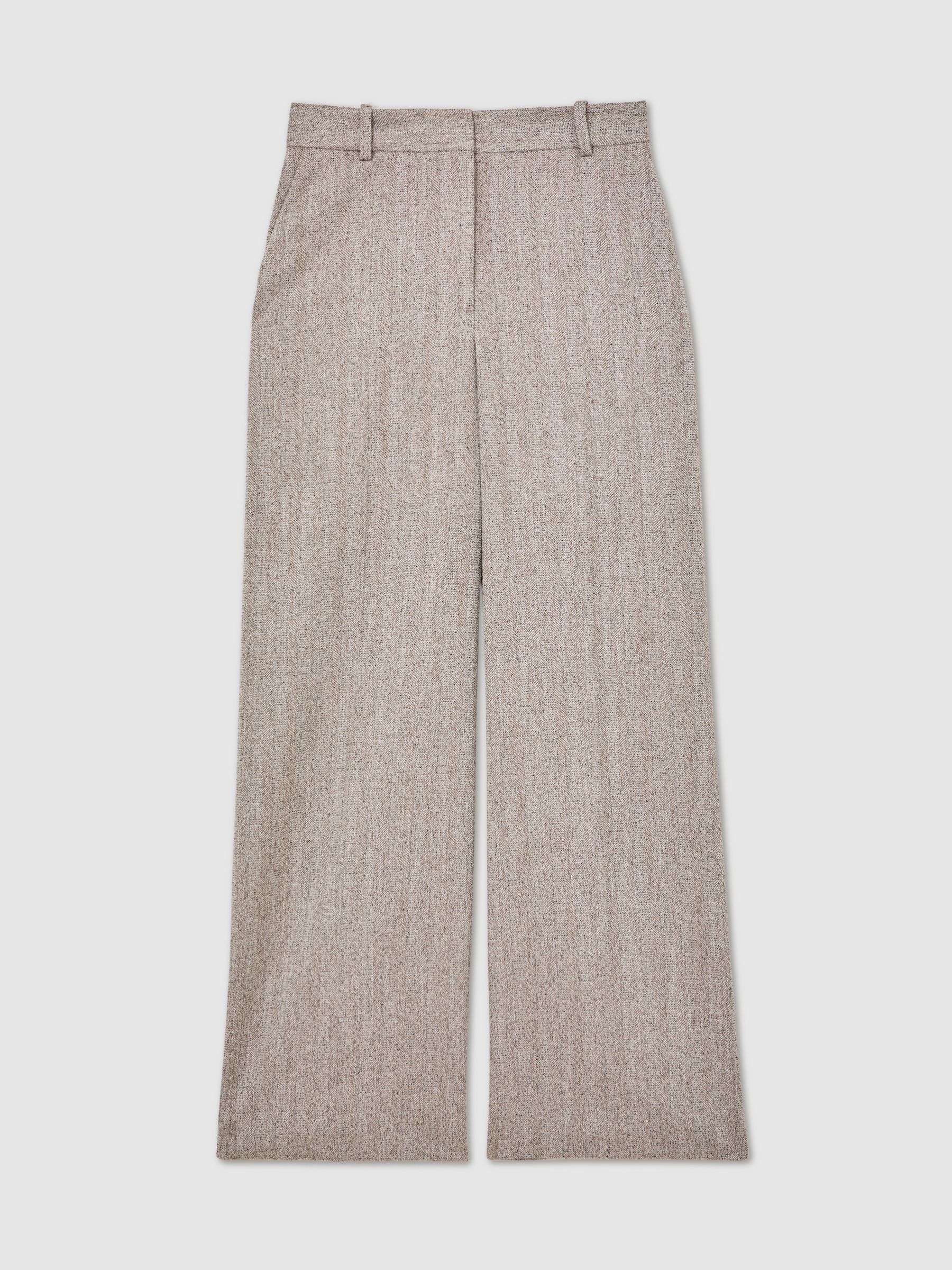 Wide-Leg Textured Tailored Trousers in Grey - image 1