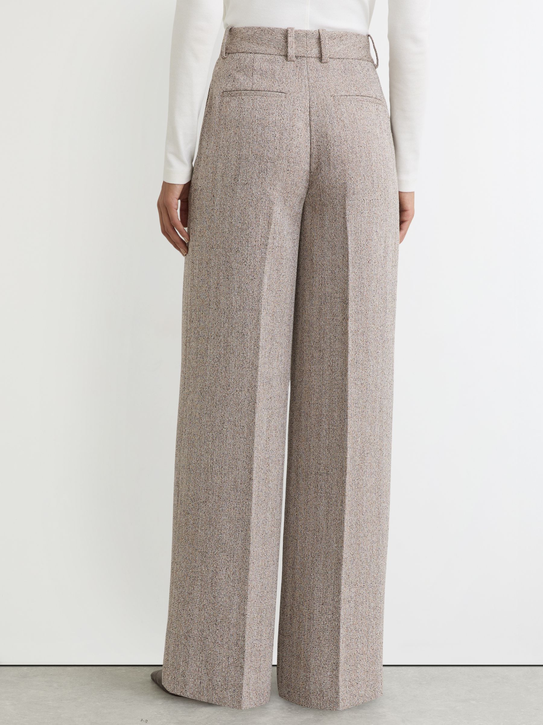 Wide-Leg Textured Tailored Trousers in Grey - Image 5 of 6