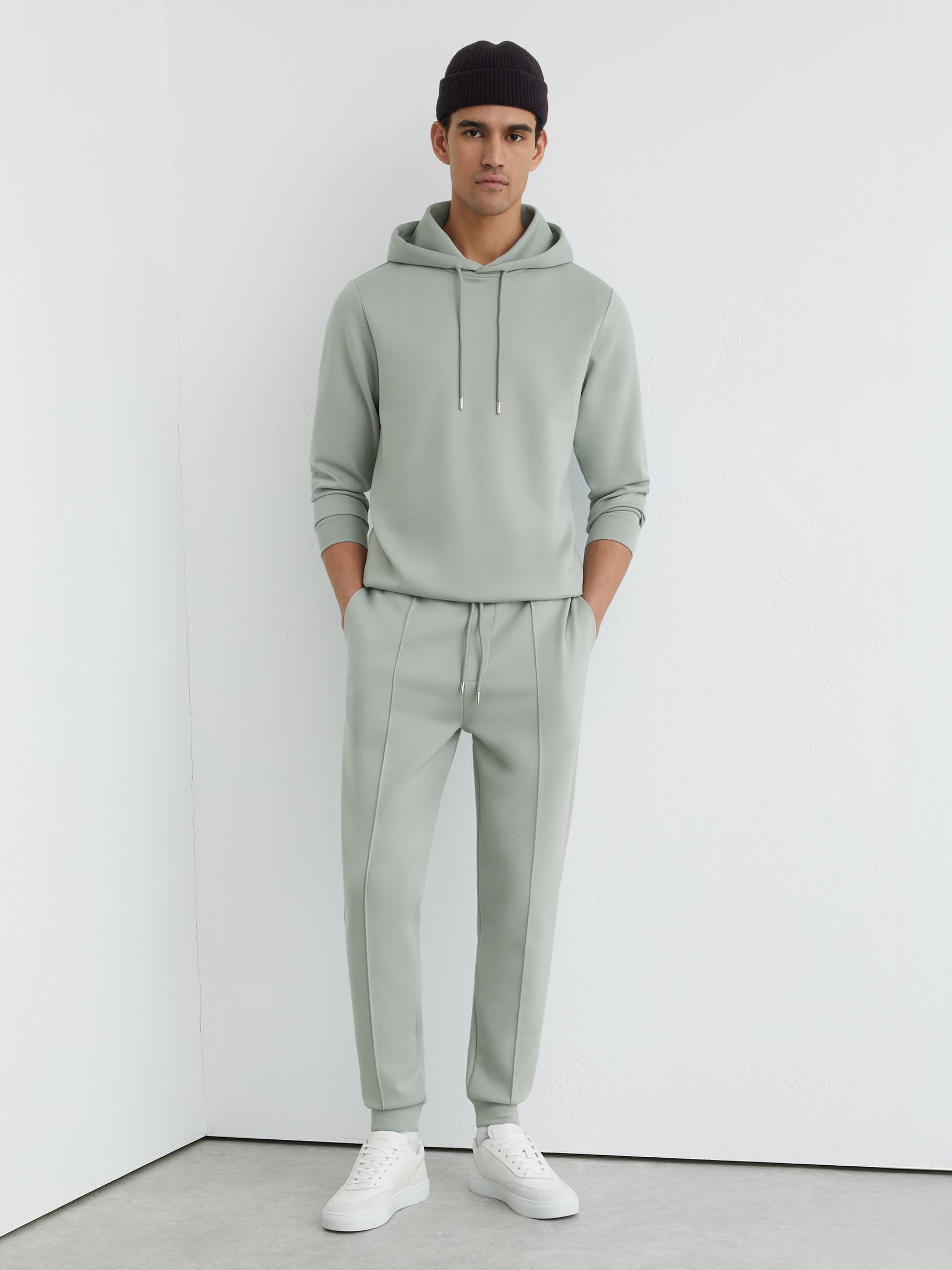 Premium Interlock Drawstring Hoodie in Mint Green - Image 3 of 6
