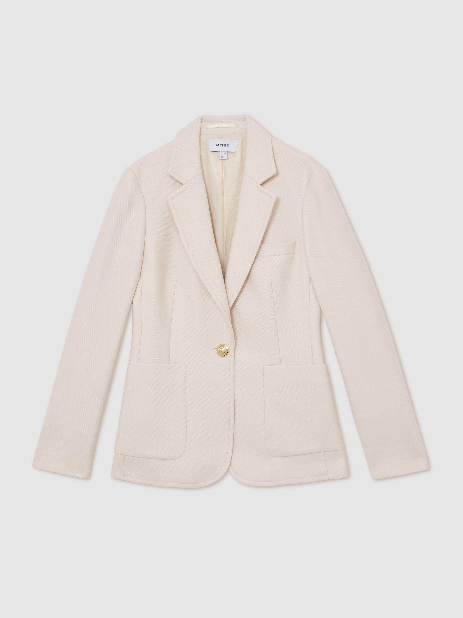 Wool-Blend Single-Breasted Blazer in Cream - image 1
