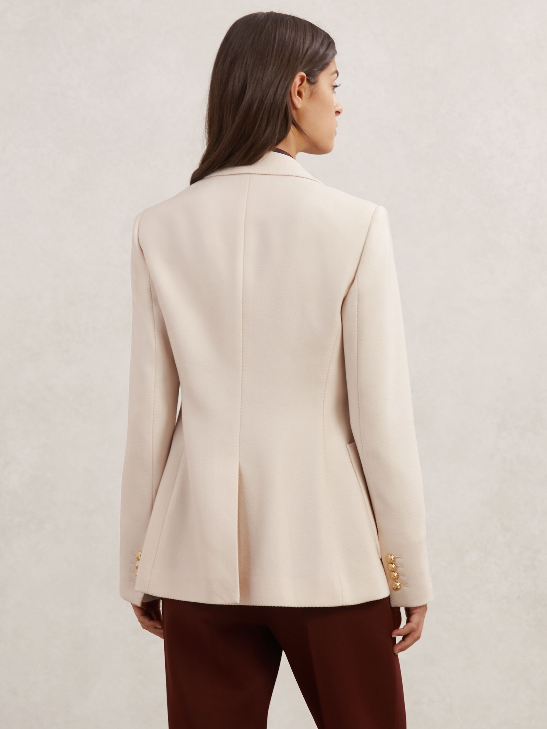 Wool-Blend Single-Breasted Blazer in Cream - image 4