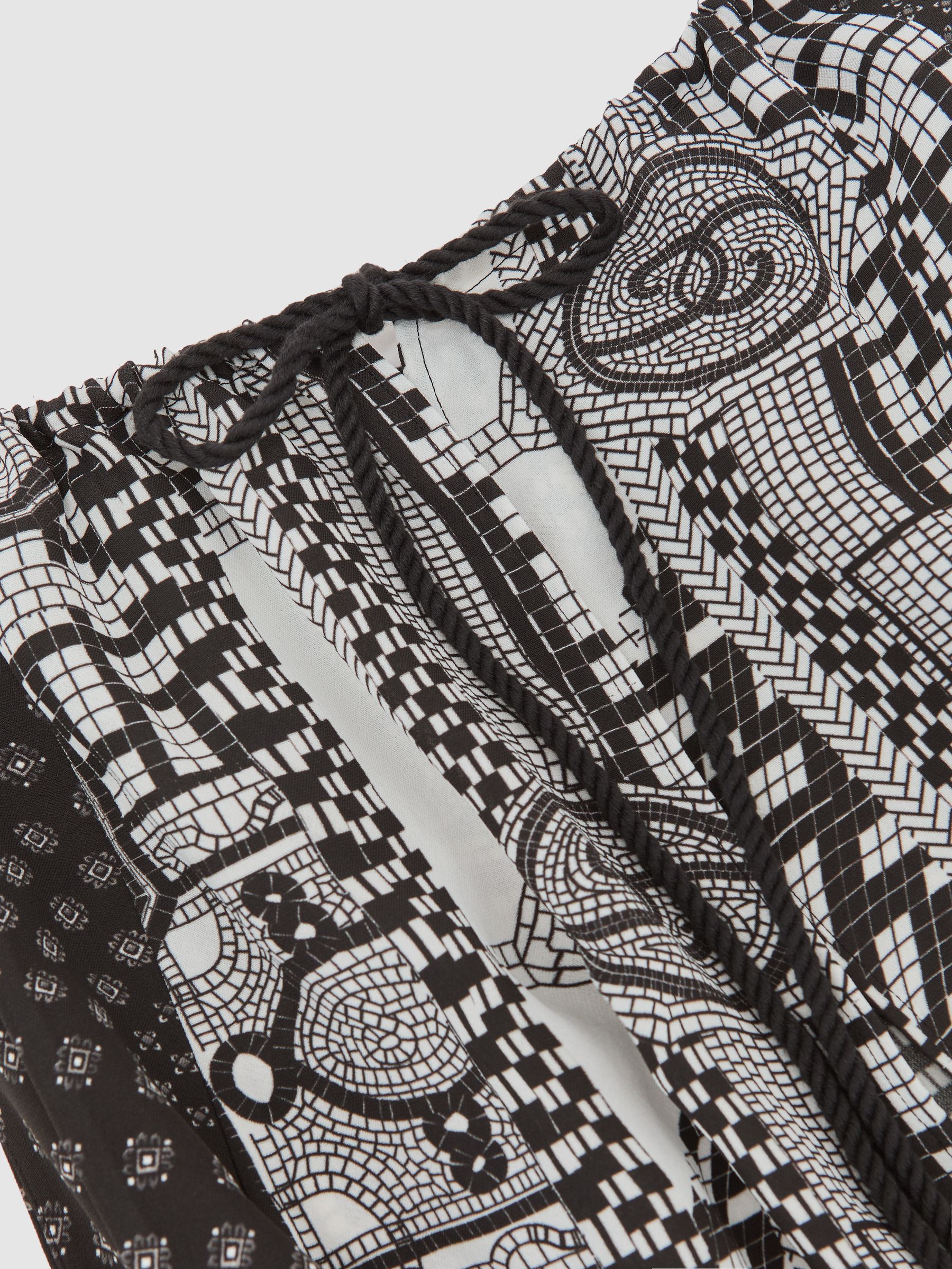 Scarf-Print Wide-Leg Jumpsuit in Black/Ivory - image 3
