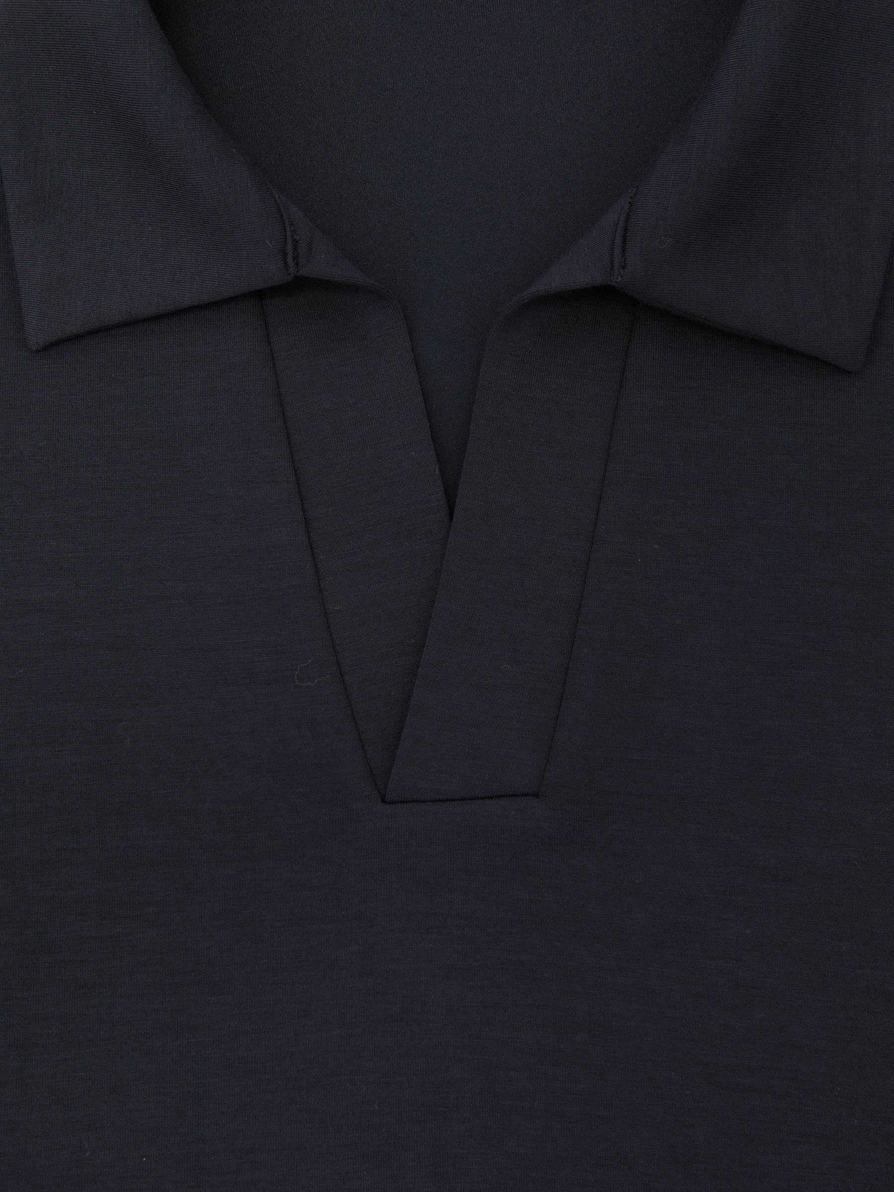 Premium Interlock Open-Collar Polo Sweatshirt in Navy Blue - image 3