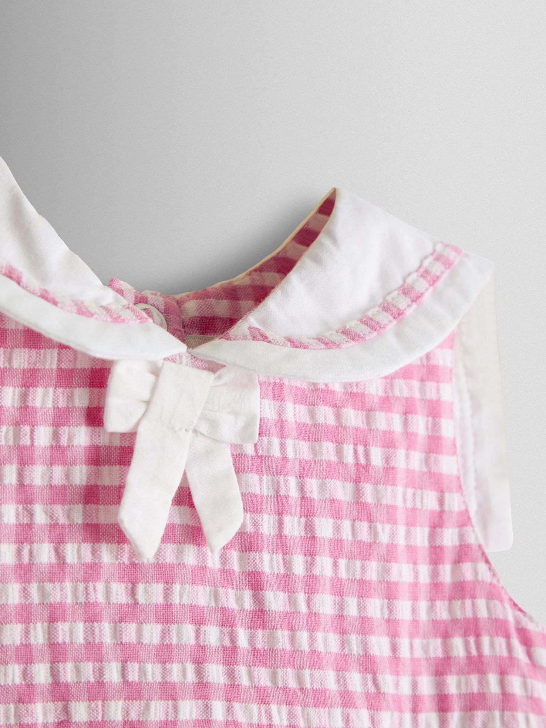Pink Gingham Nautical Embroidered Sailor Baby Dress - Image 6 of 7