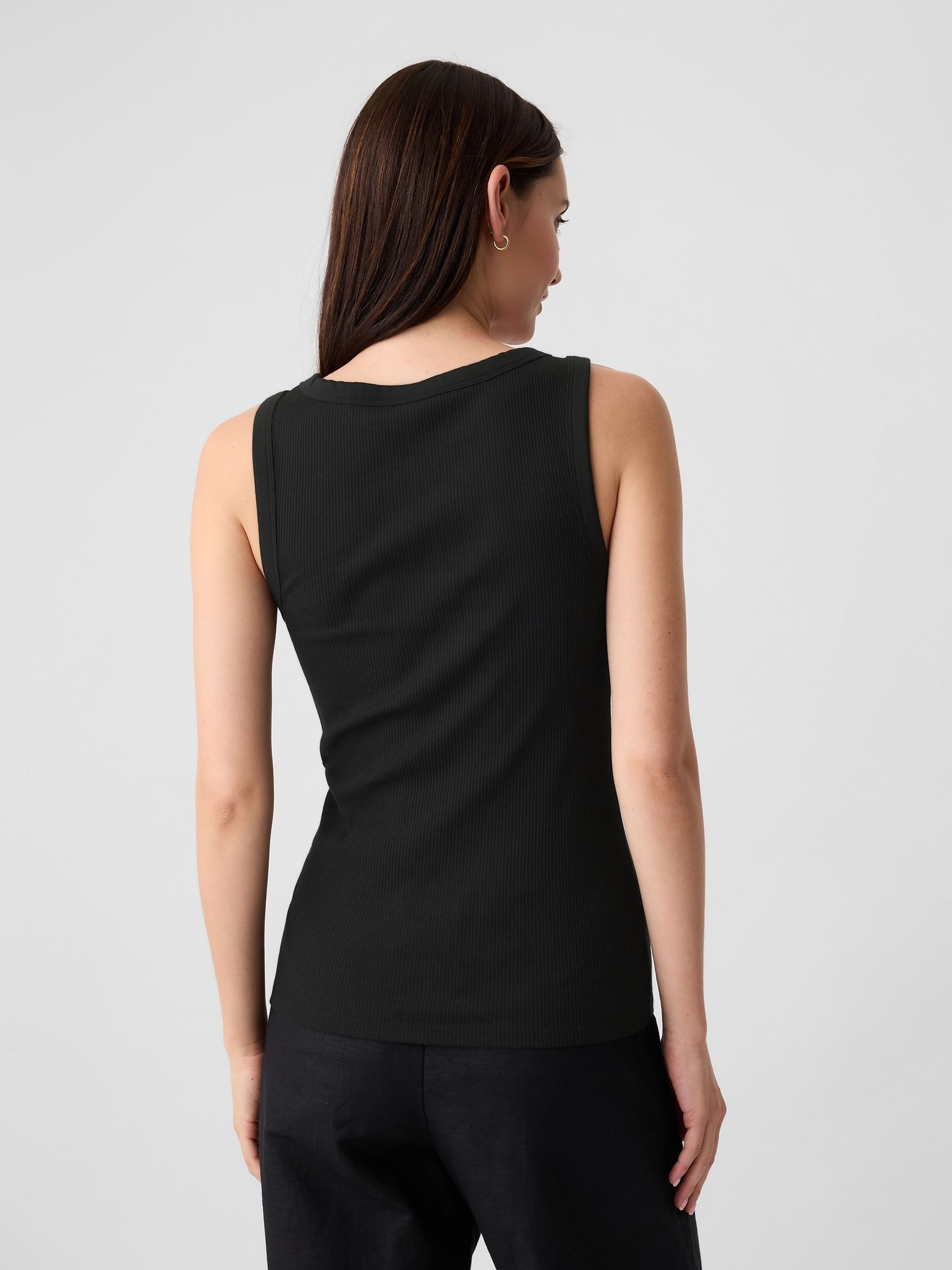 Black Soft Ribbed Sleeveless Vest Top - Image 2 of 5