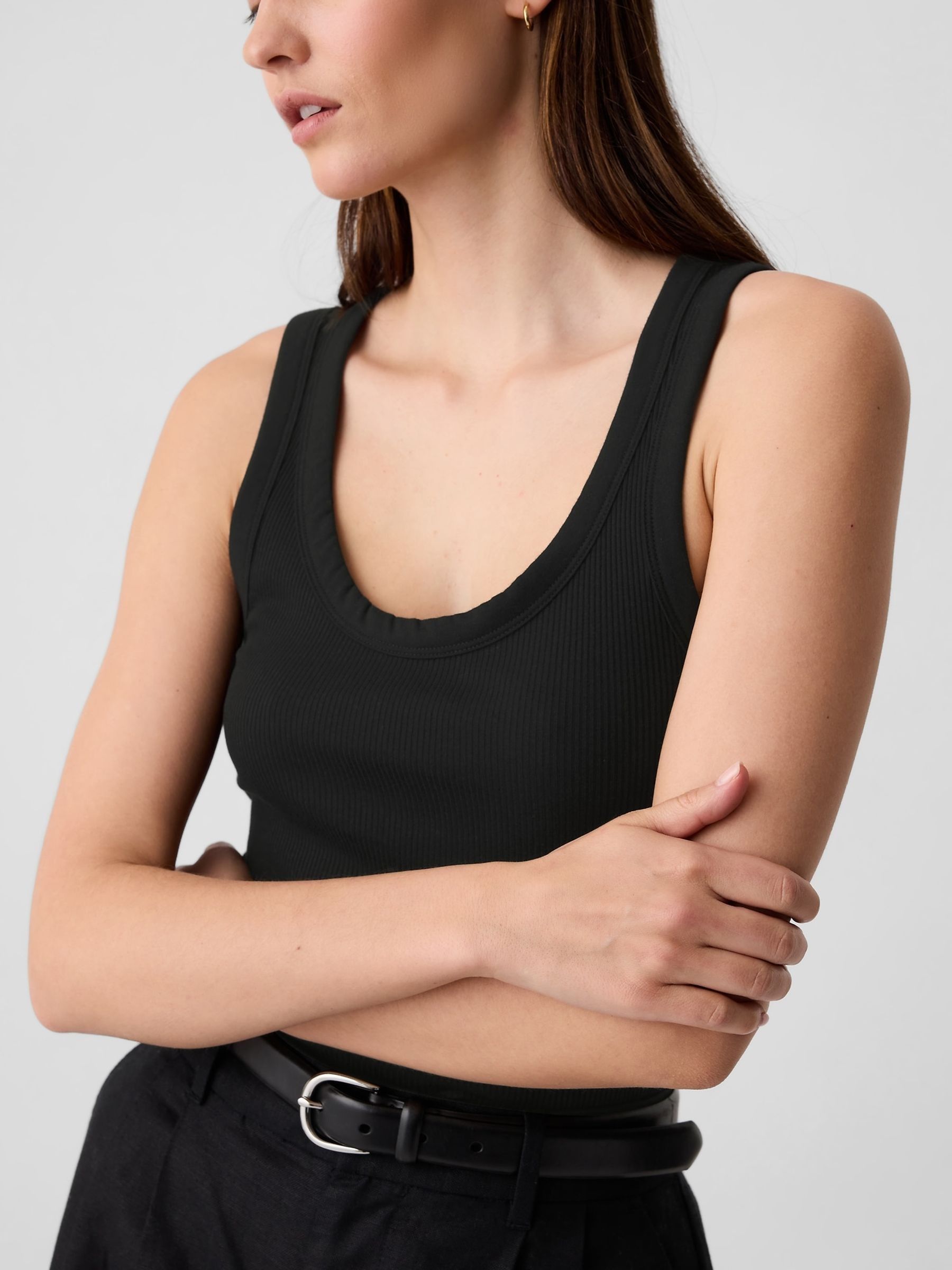 Black Soft Ribbed Sleeveless Vest Top - Image 4 of 5