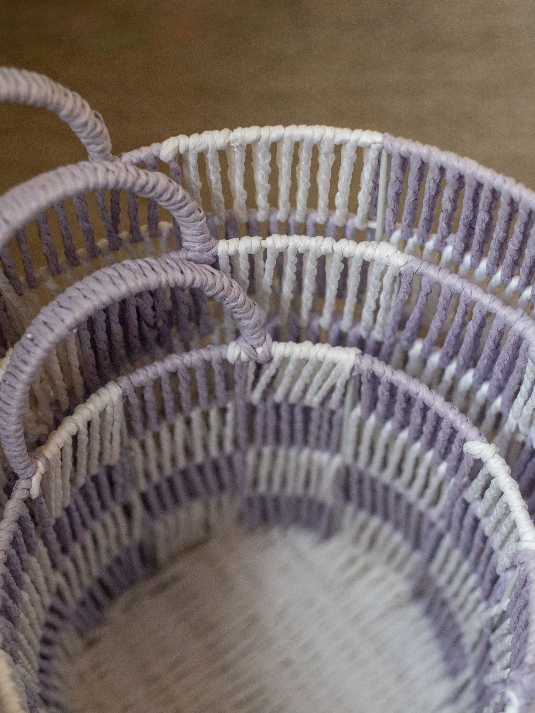 Lilac Checkerboard Storage Basket Set of 3 - Image 3 of 4