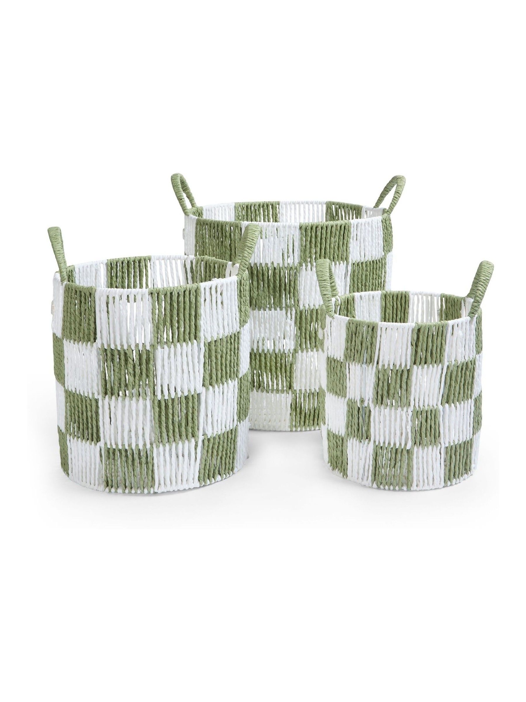 Sage Checkerboard Storage Basket Set of 3 - Image 4 of 4 Sage Checkerboard Storage Basket Set of 3 - Image 4 of 4