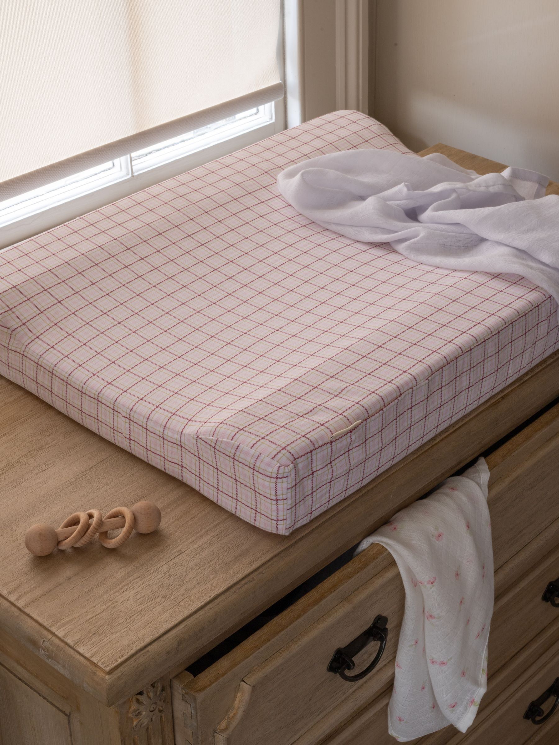 Pink Check Baby Changing Mat - Image 1 of 4