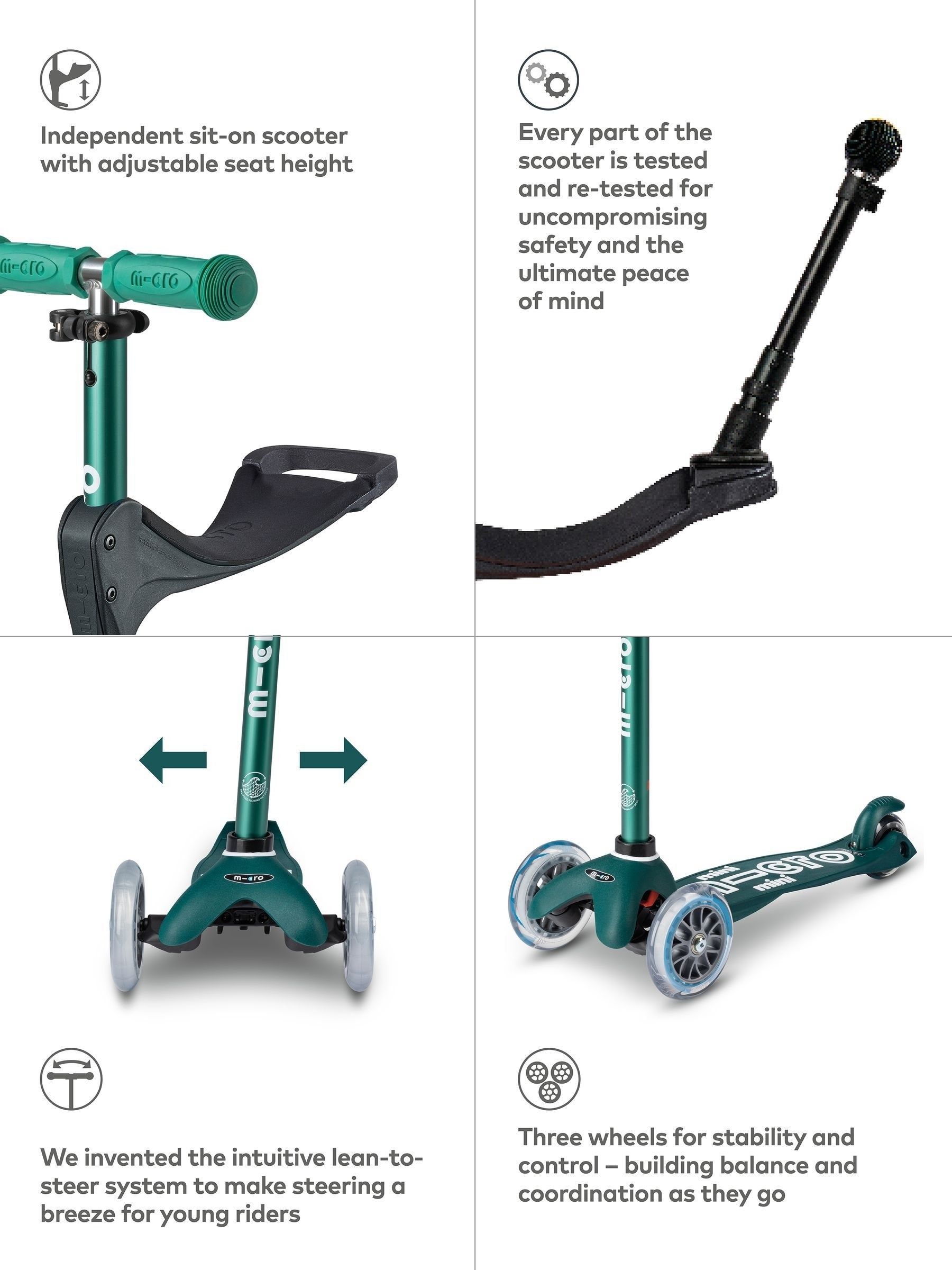 Green MINI 3 IN 1 Push Along Scooter - Image 4 of 5