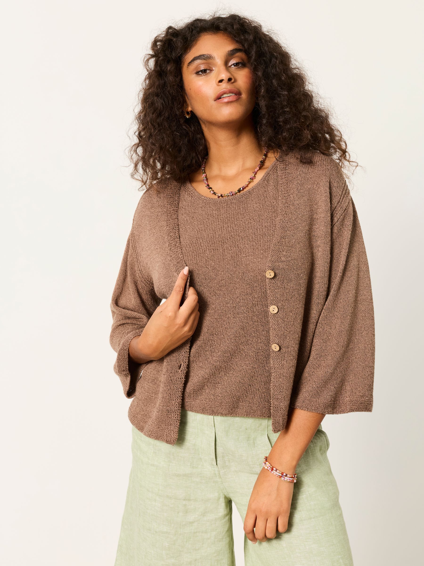 Bree Brown Knitted Cardigan - Image 1 of 6
