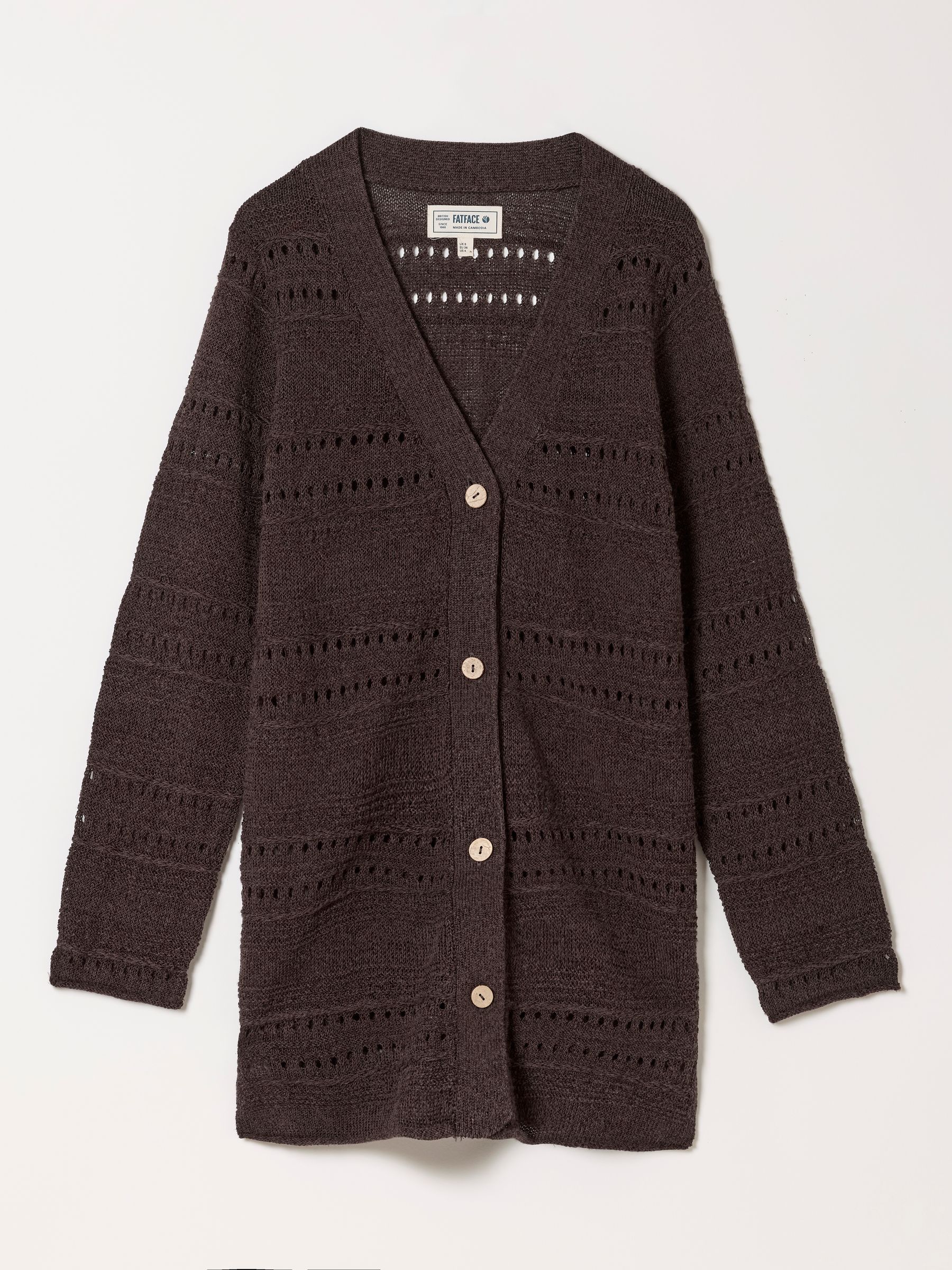 Amelie Chocolate Brown Crochet Knitted Cardigan - Image 6 of 6