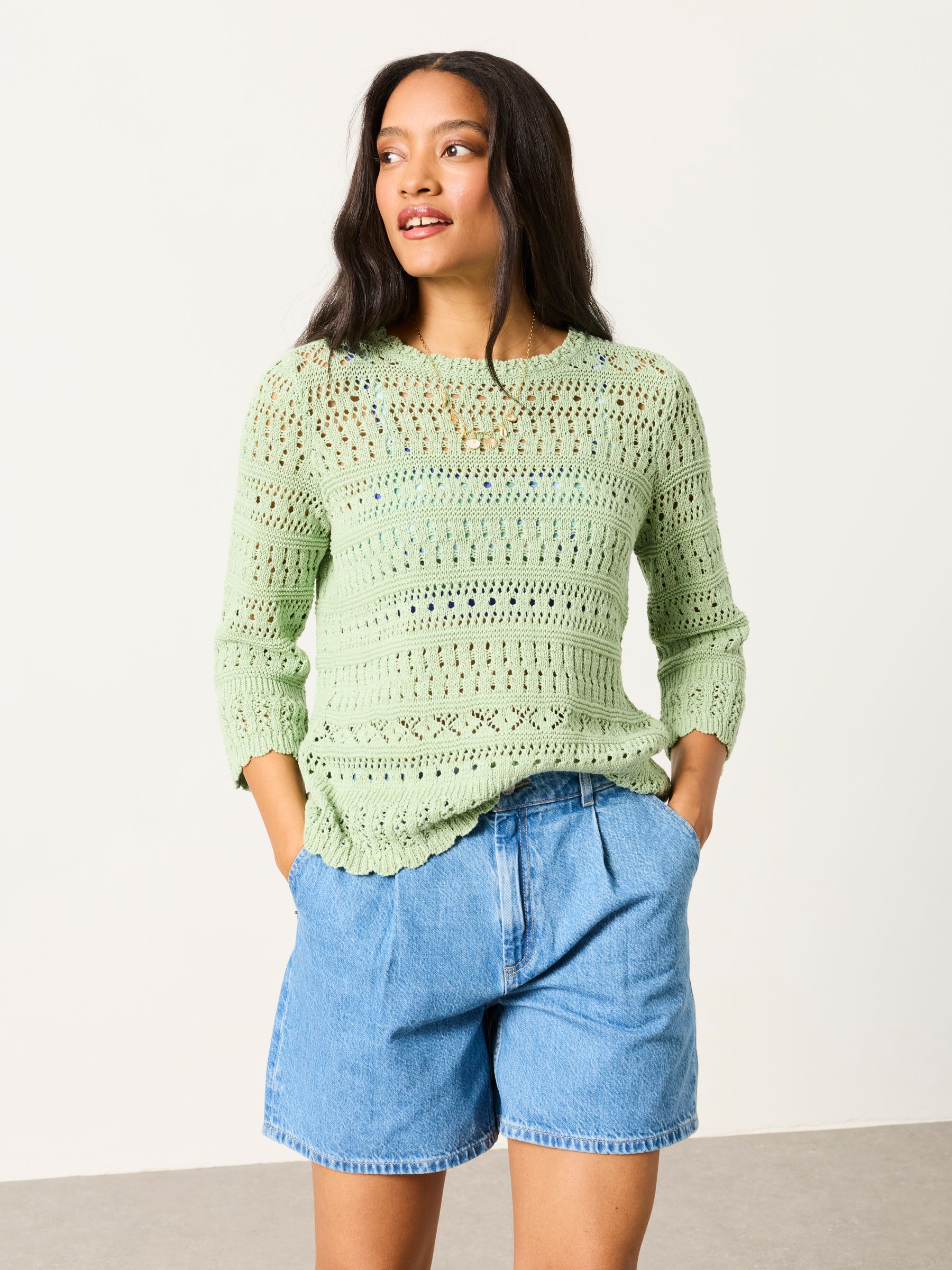 Orla Light Green Knitted Stitch Jumper - Image 1 of 6