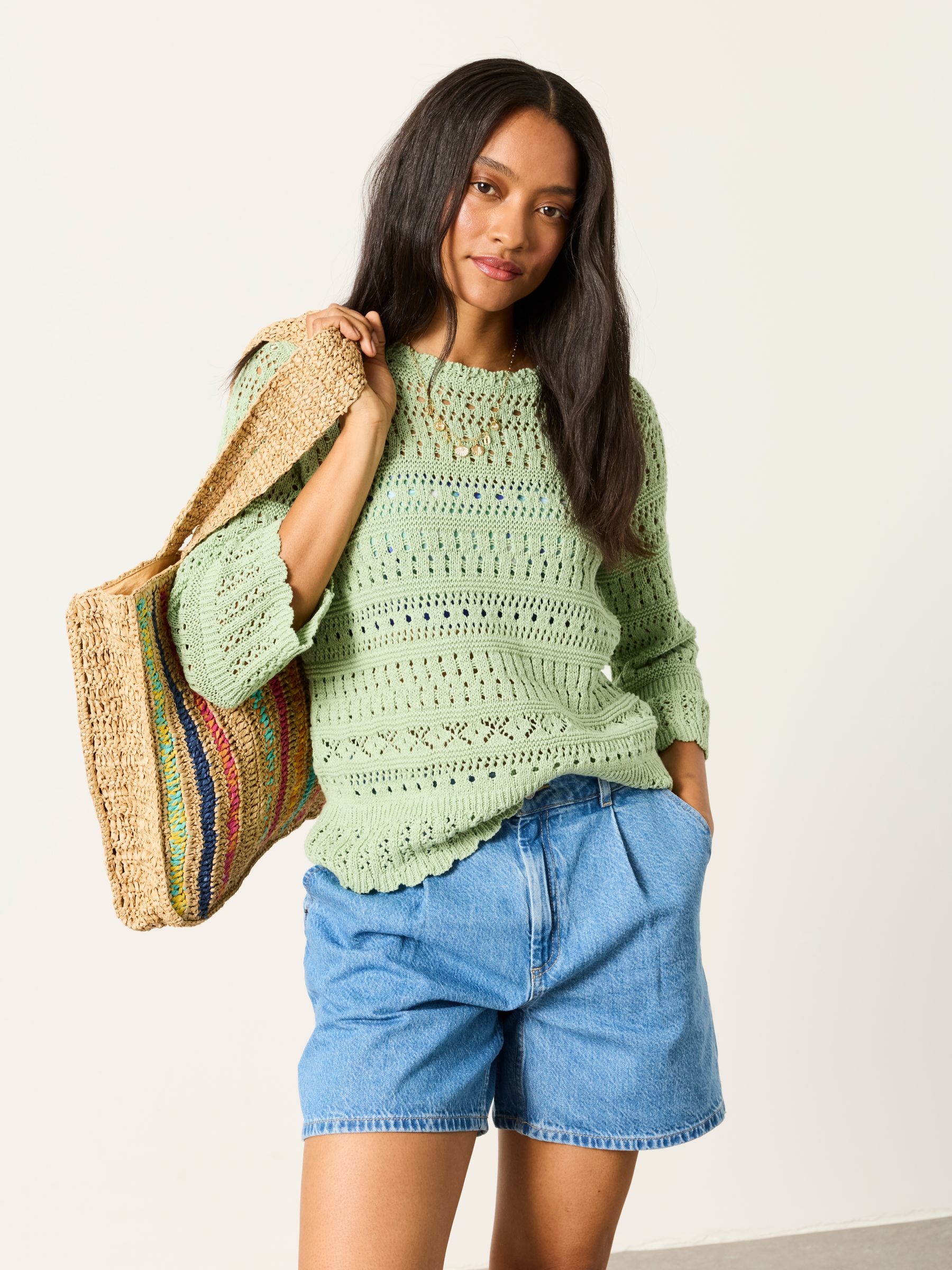 Orla Light Green Knitted Stitch Jumper - Image 4 of 6