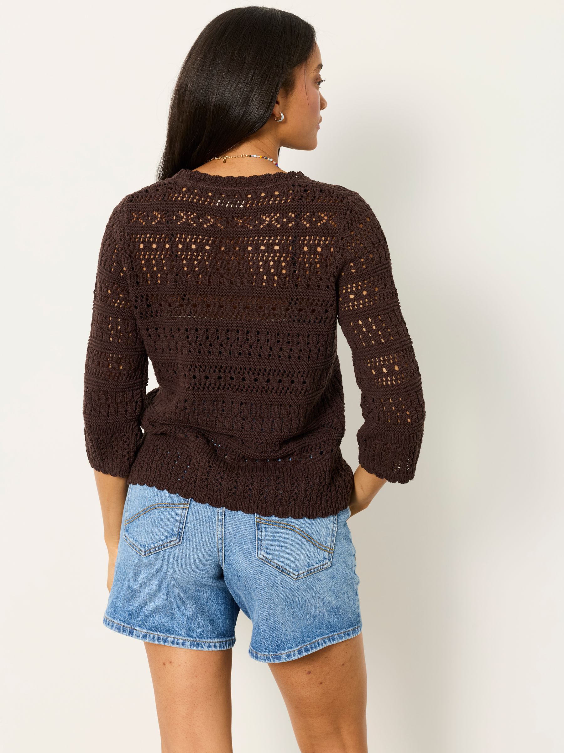 Orla Chocolate Brown Knitted Stitch Jumper - Image 2 of 6