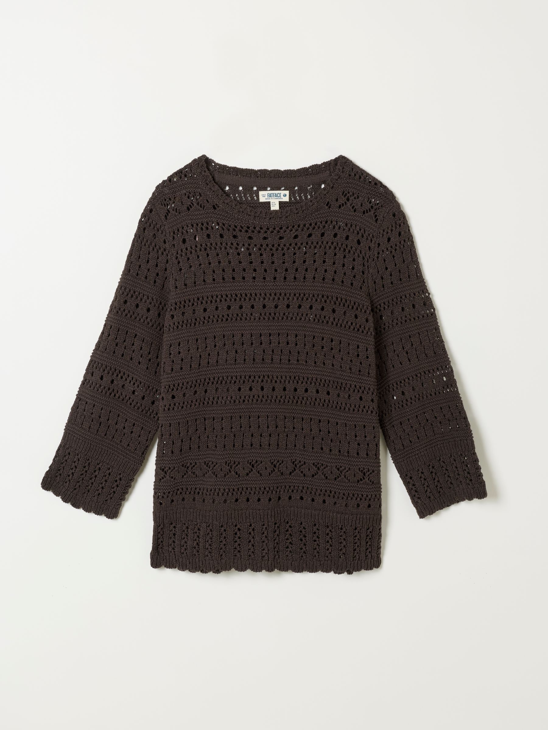 Orla Chocolate Brown Knitted Stitch Jumper - Image 6 of 6 Orla Chocolate Brown Knitted Stitch Jumper - Image 6 of 6