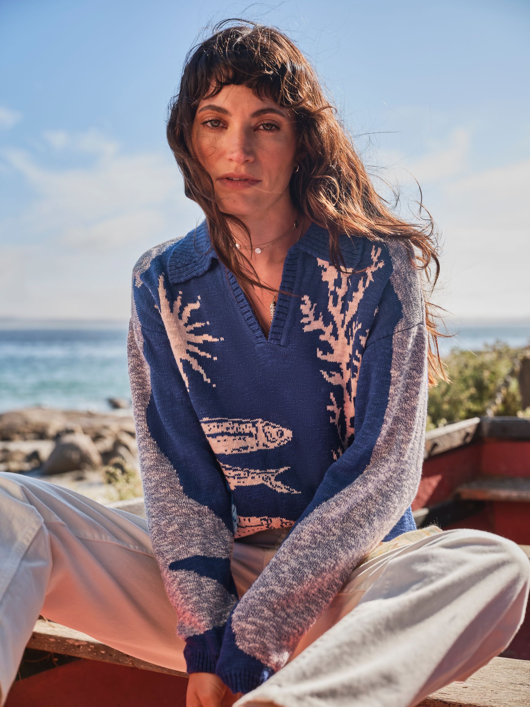 Cobalt Blue Sea Knitted Jumper - Image 1 of 6