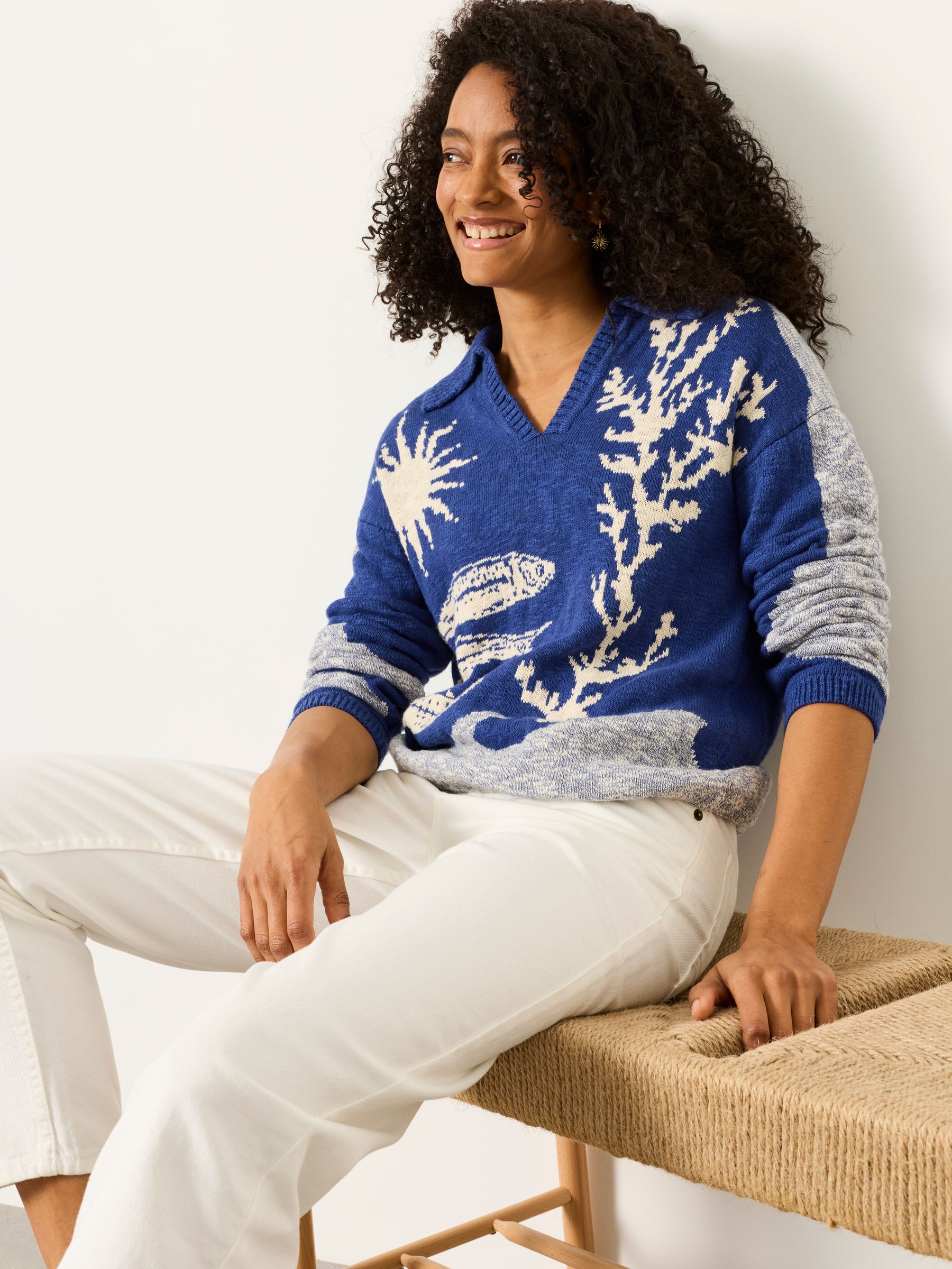 Cobalt Blue Sea Knitted Jumper | FatFace USA