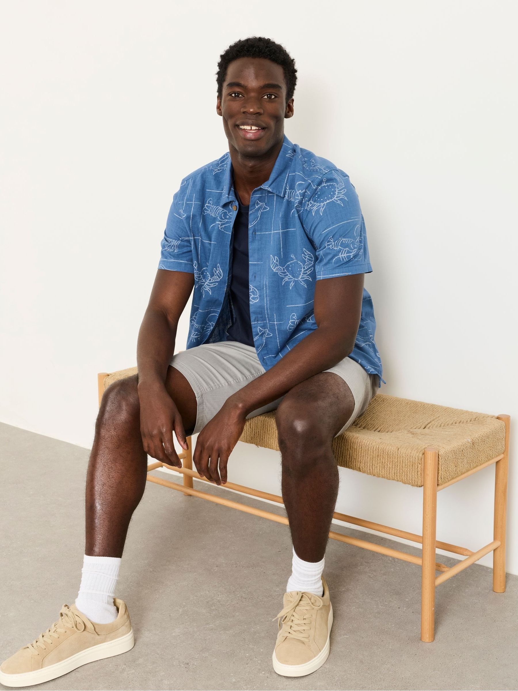 Blue Short Sleeve Seafood Print Shirt - Image 4 of 5