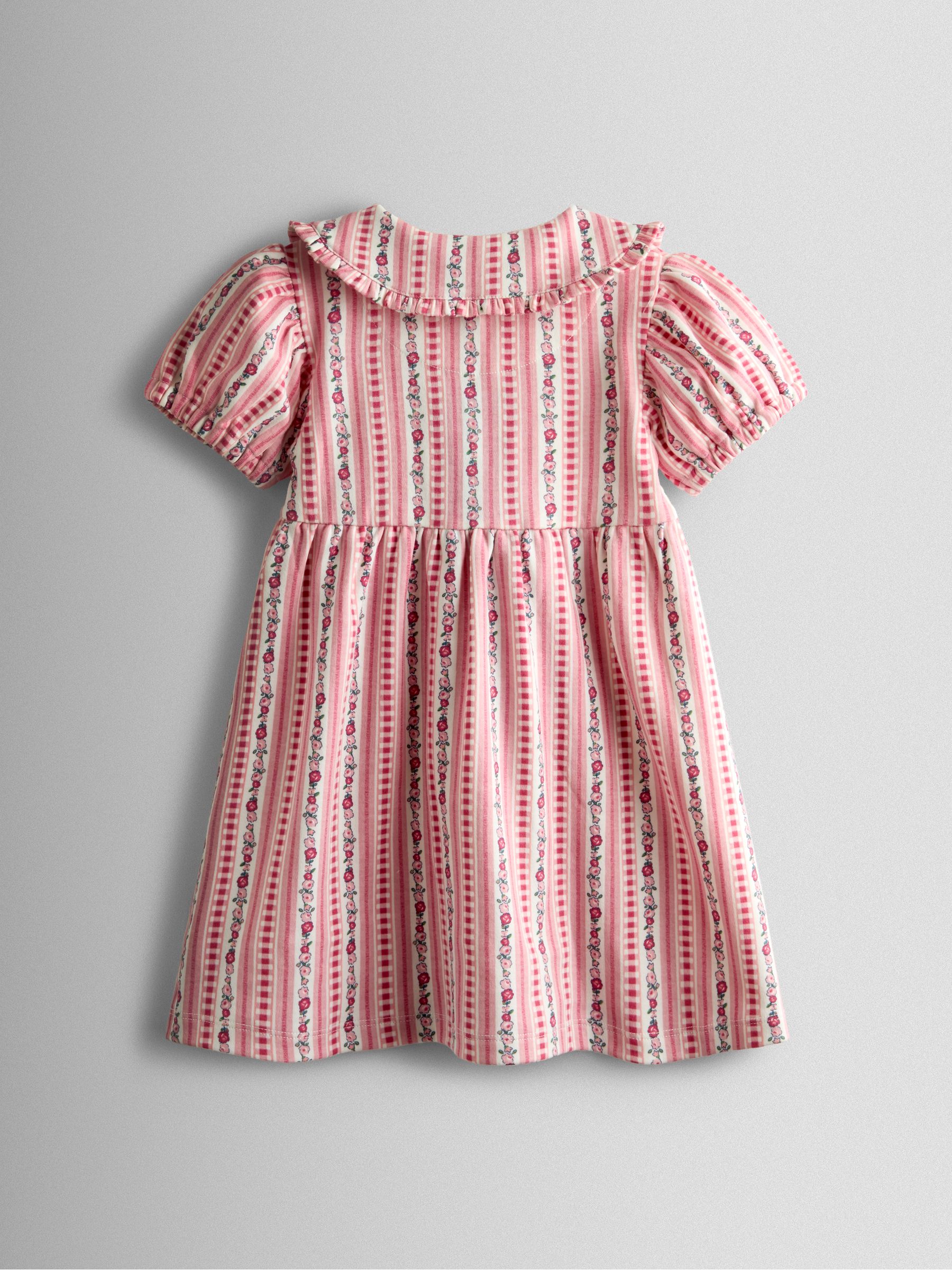 Pink Floral Frill Collar Heart Pockets Dress - Image 2 of 4