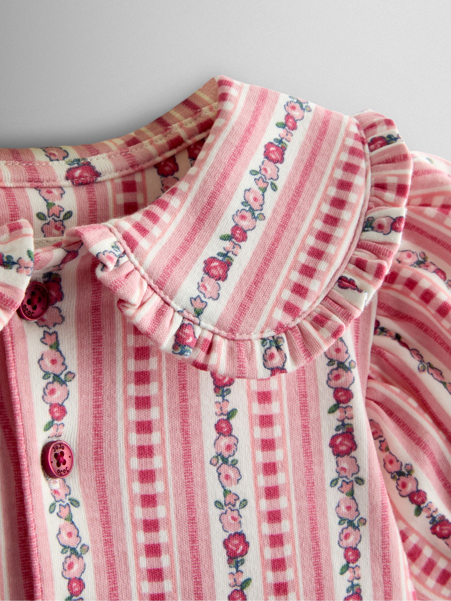 Pink Floral Frill Collar Heart Pockets Dress - Image 3 of 4