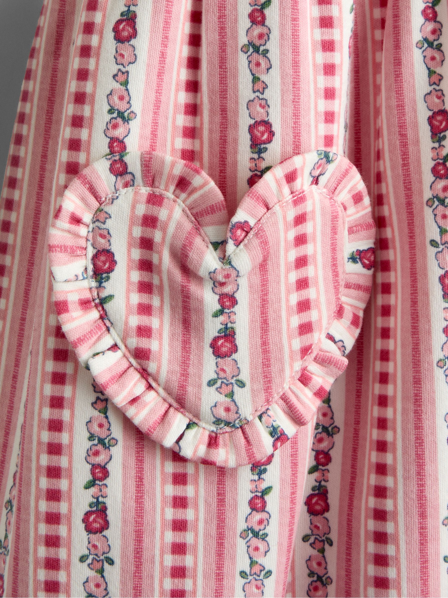 Pink Floral Frill Collar Heart Pockets Dress - Image 4 of 4