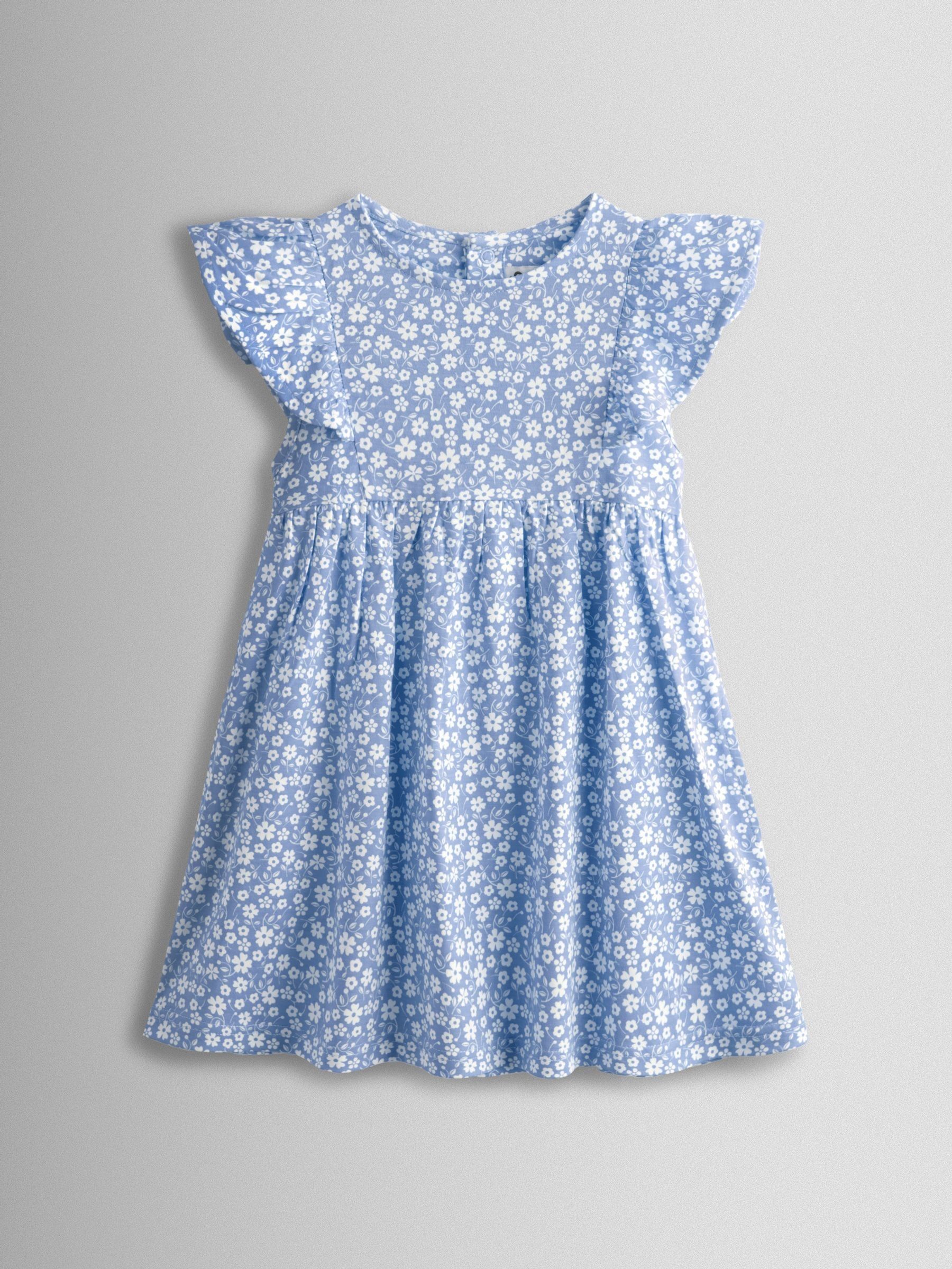 Blue Ditsy Floral Ruffle Sleeve Dress - Image 1 of 3