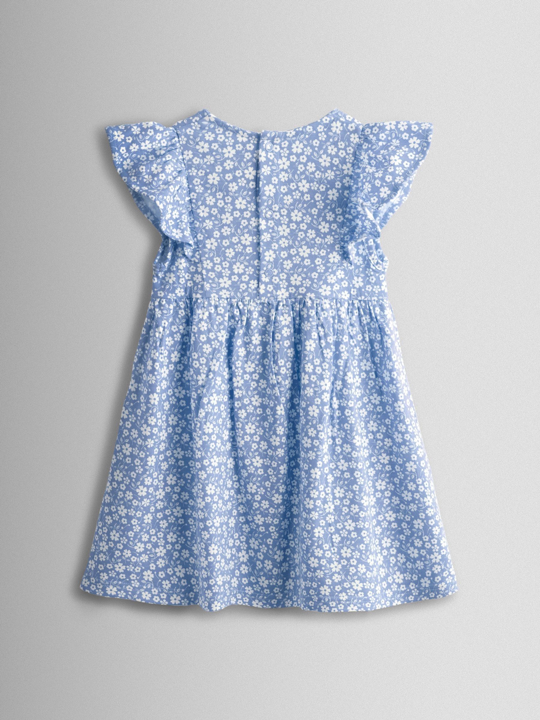 Blue Ditsy Floral Ruffle Sleeve Dress - Image 2 of 3