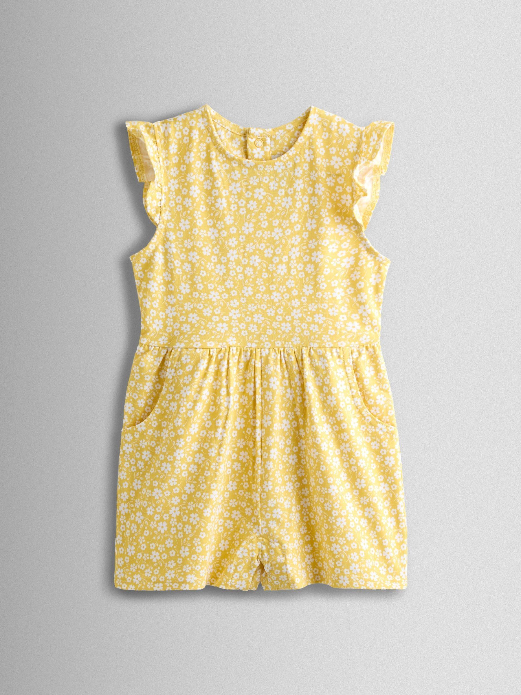 Yellow Ruffle Shoulder Playsuit - Image 1 of 4