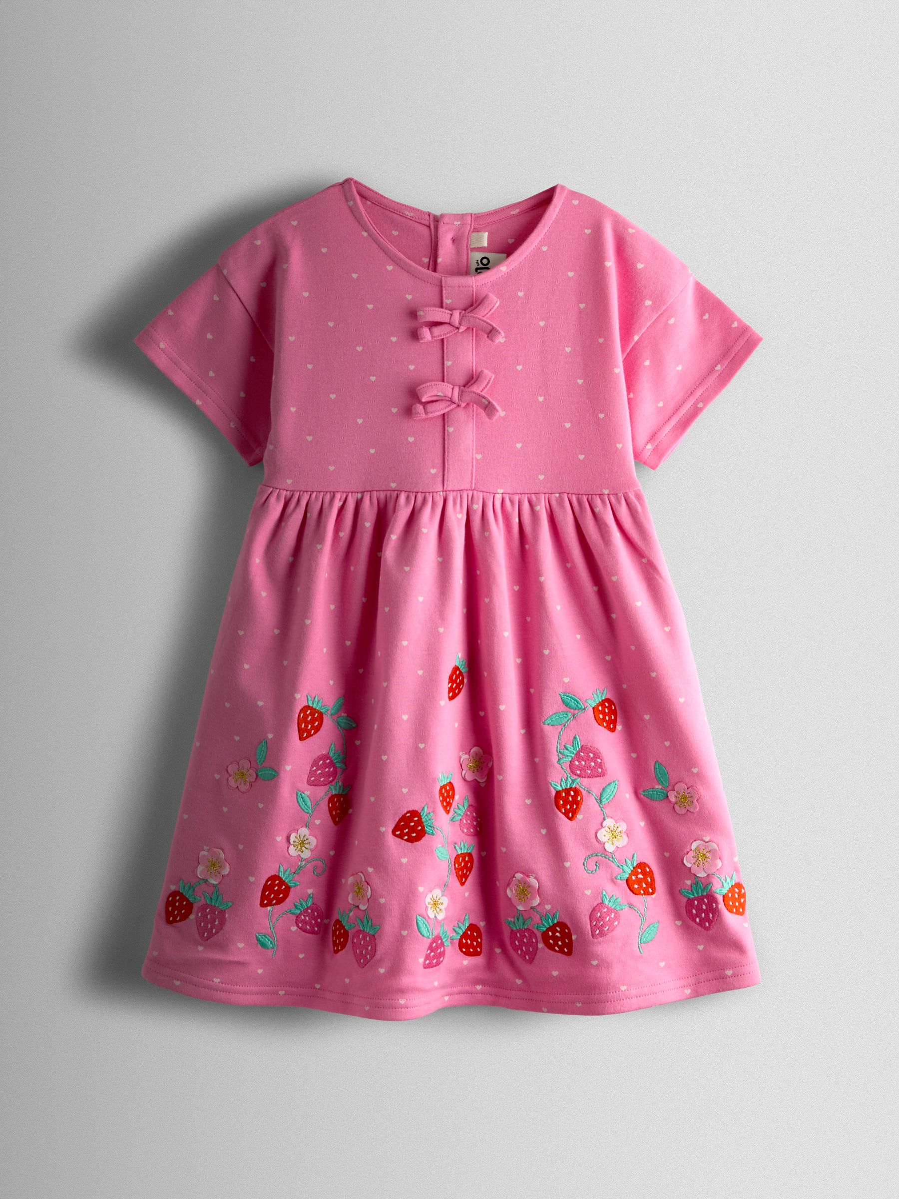 Pink Strawberry Appliqué Bow Dress - Image 1 of 3