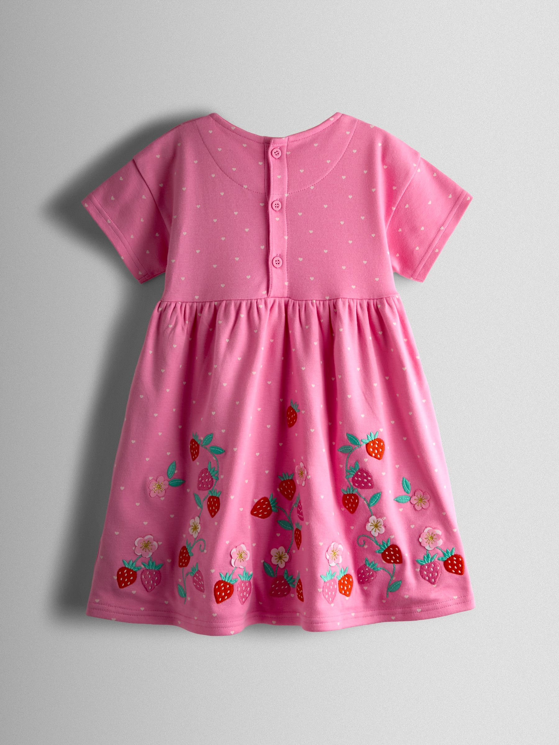 Pink Strawberry Appliqué Bow Dress - Image 2 of 3