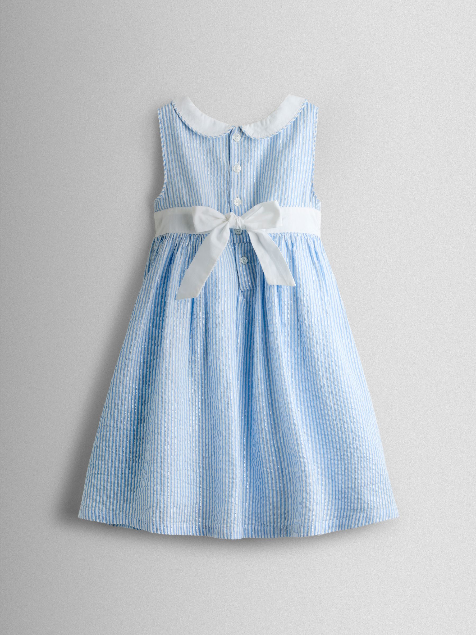 Blue Sparkle Smocked Sleeveless Nautical Dress - Image 3 of 7
