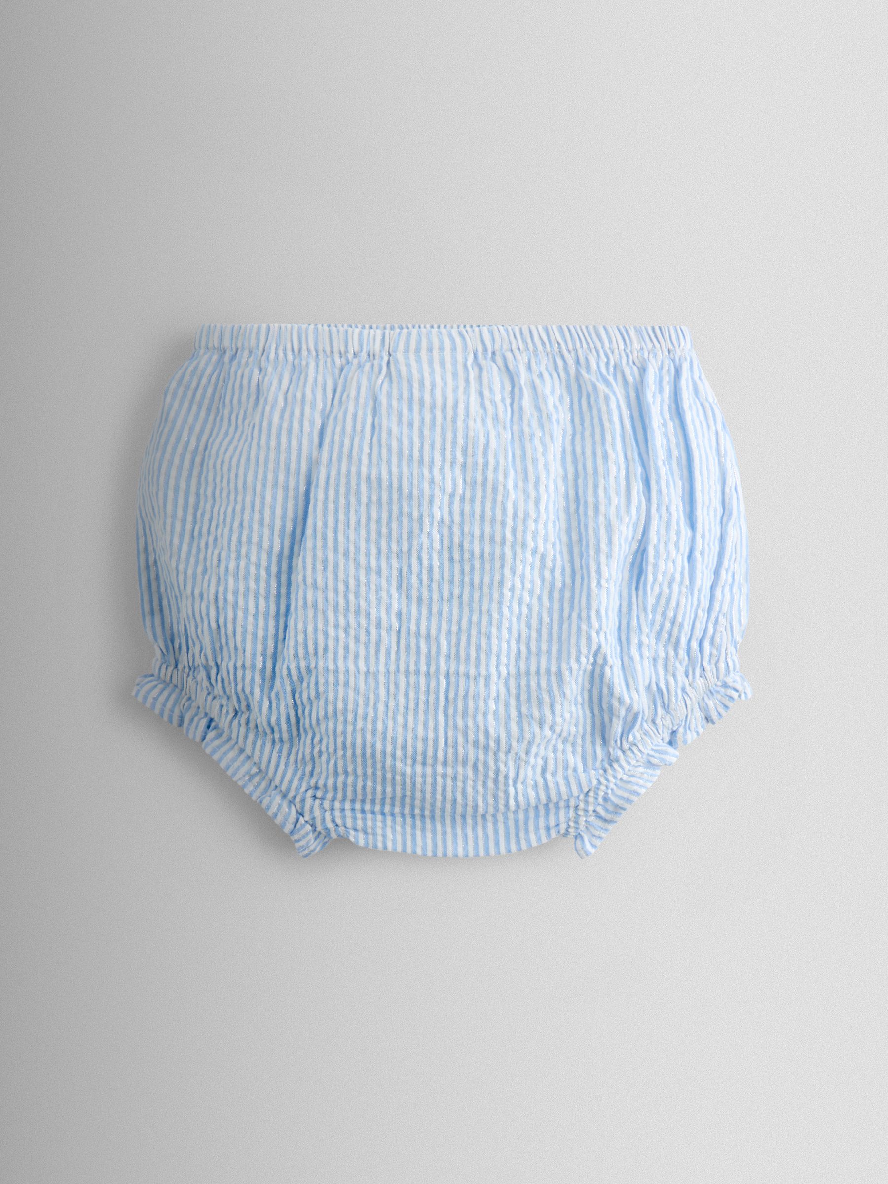 Blue Sparkle Smocked Sleeveless Nautical Dress - Image 5 of 7