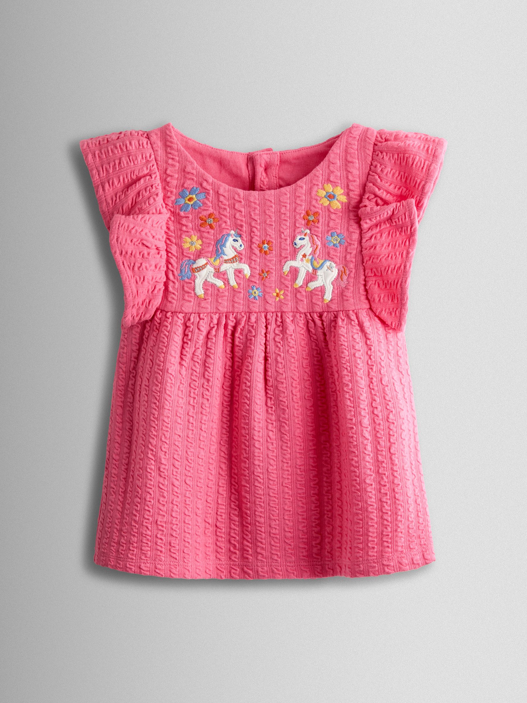 Pink Unicorn Embroidered Peplum T-Shirt - Image 1 of 3