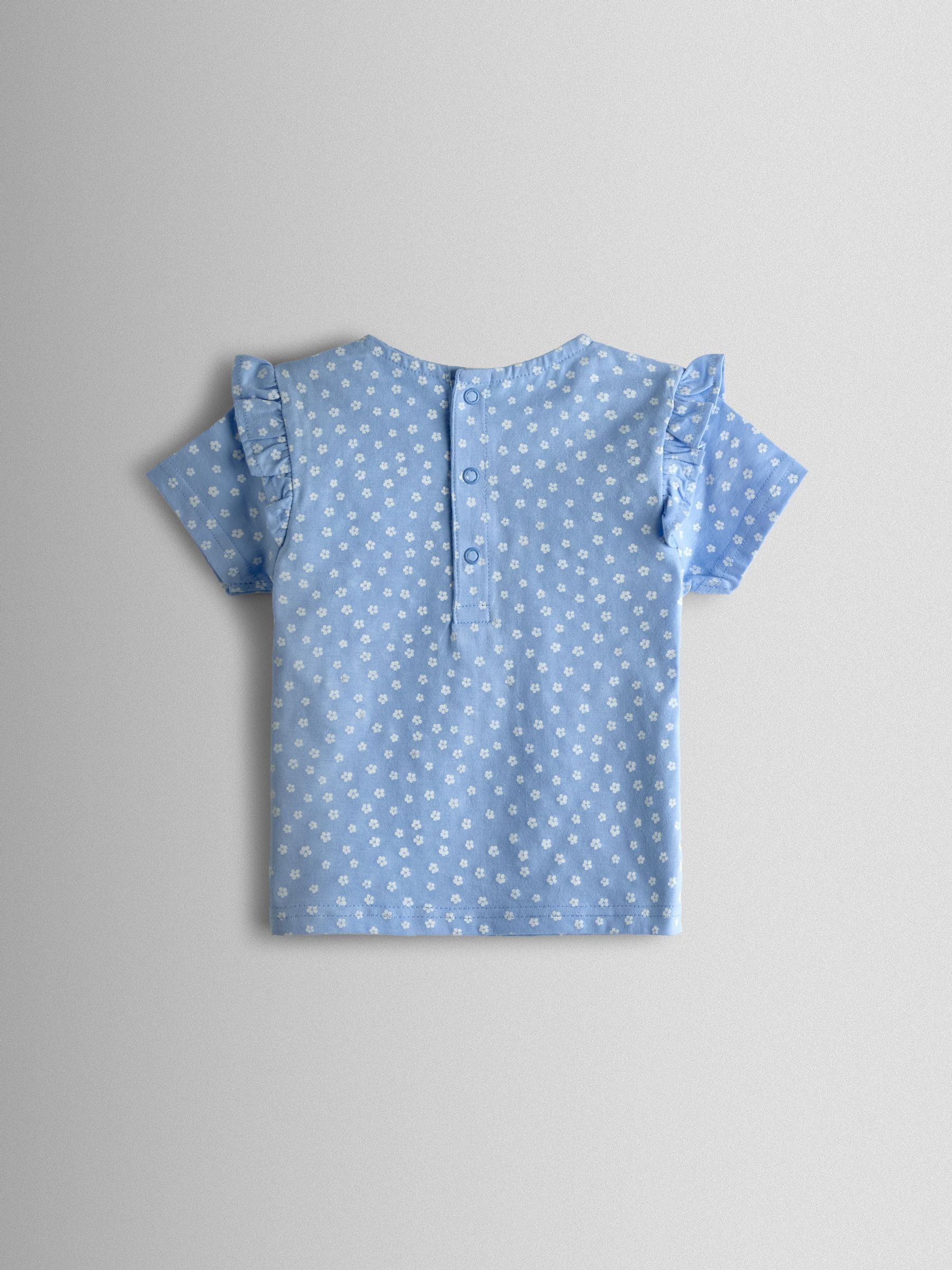 Mid Blue Applique Frill Sleeve T-Shirt - Image 2 of 3