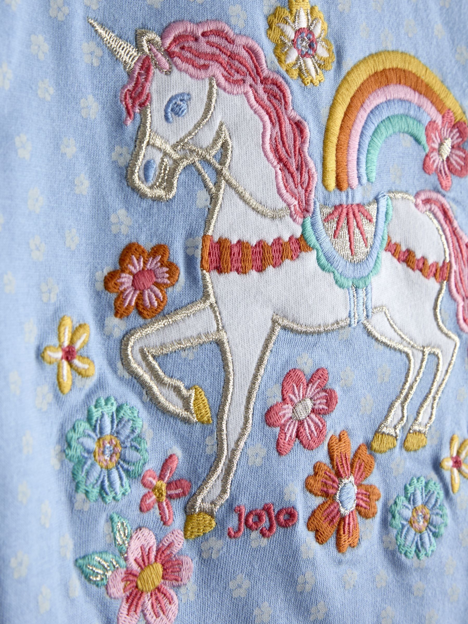 Mid Blue Applique Frill Sleeve T-Shirt - Image 3 of 3