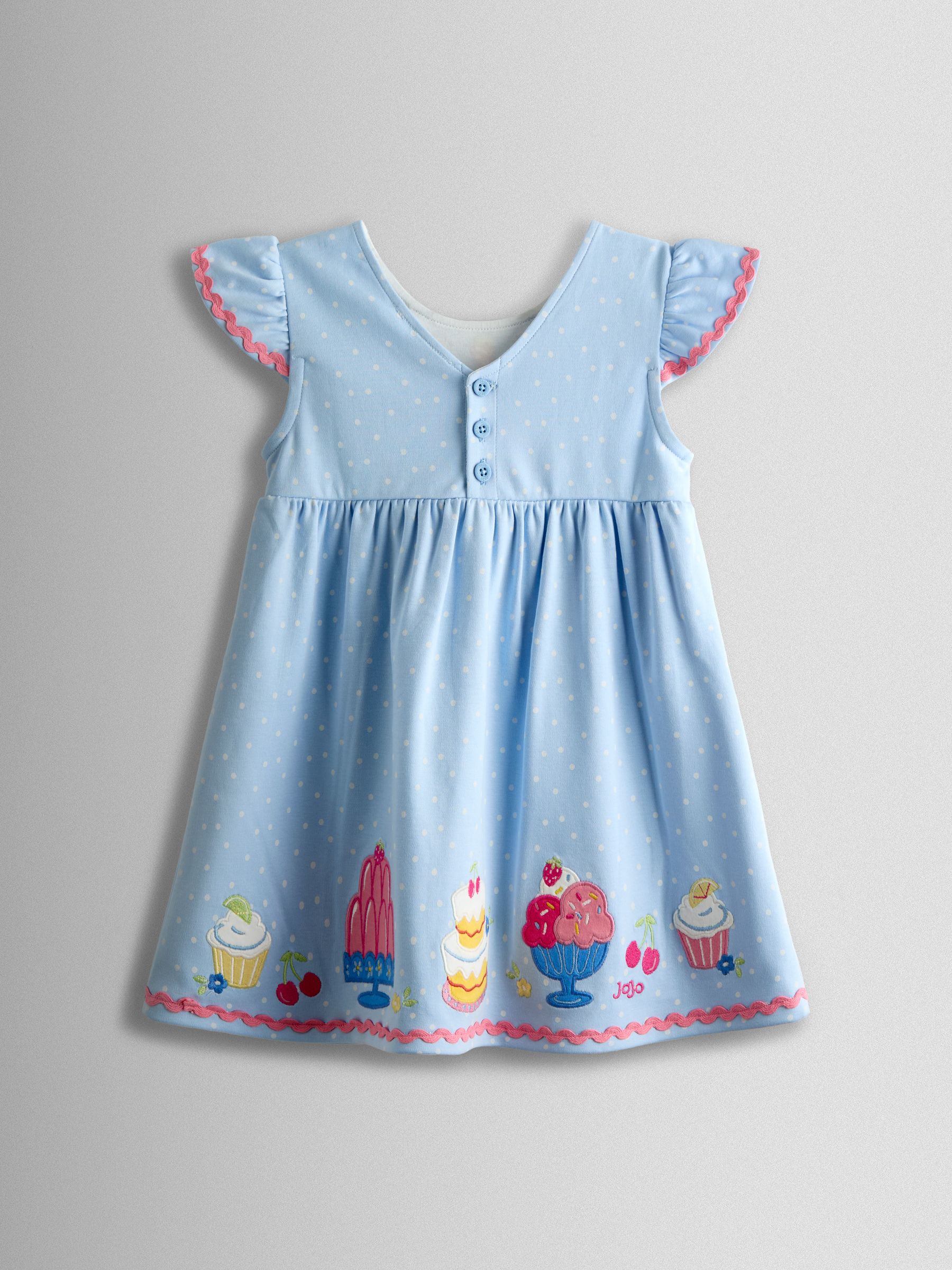 Light Blue Cake Appliqué Flutter Sleeve Dress - Image 2 of 3 Light Blue Cake Appliqué Flutter Sleeve Dress - Image 2 of 3