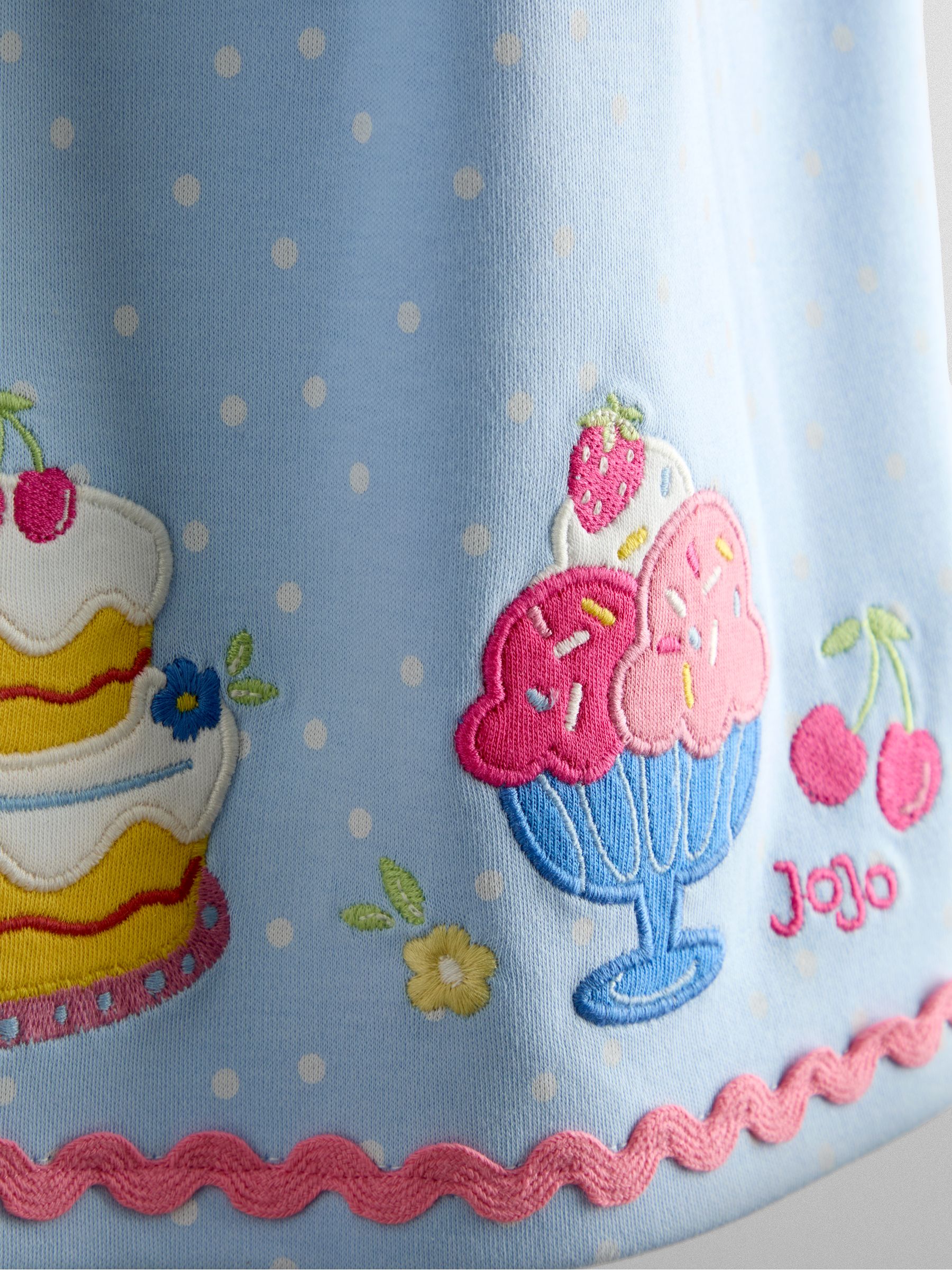 Light Blue Cake Appliqué Flutter Sleeve Dress - Image 3 of 3 Light Blue Cake Appliqué Flutter Sleeve Dress - Image 3 of 3