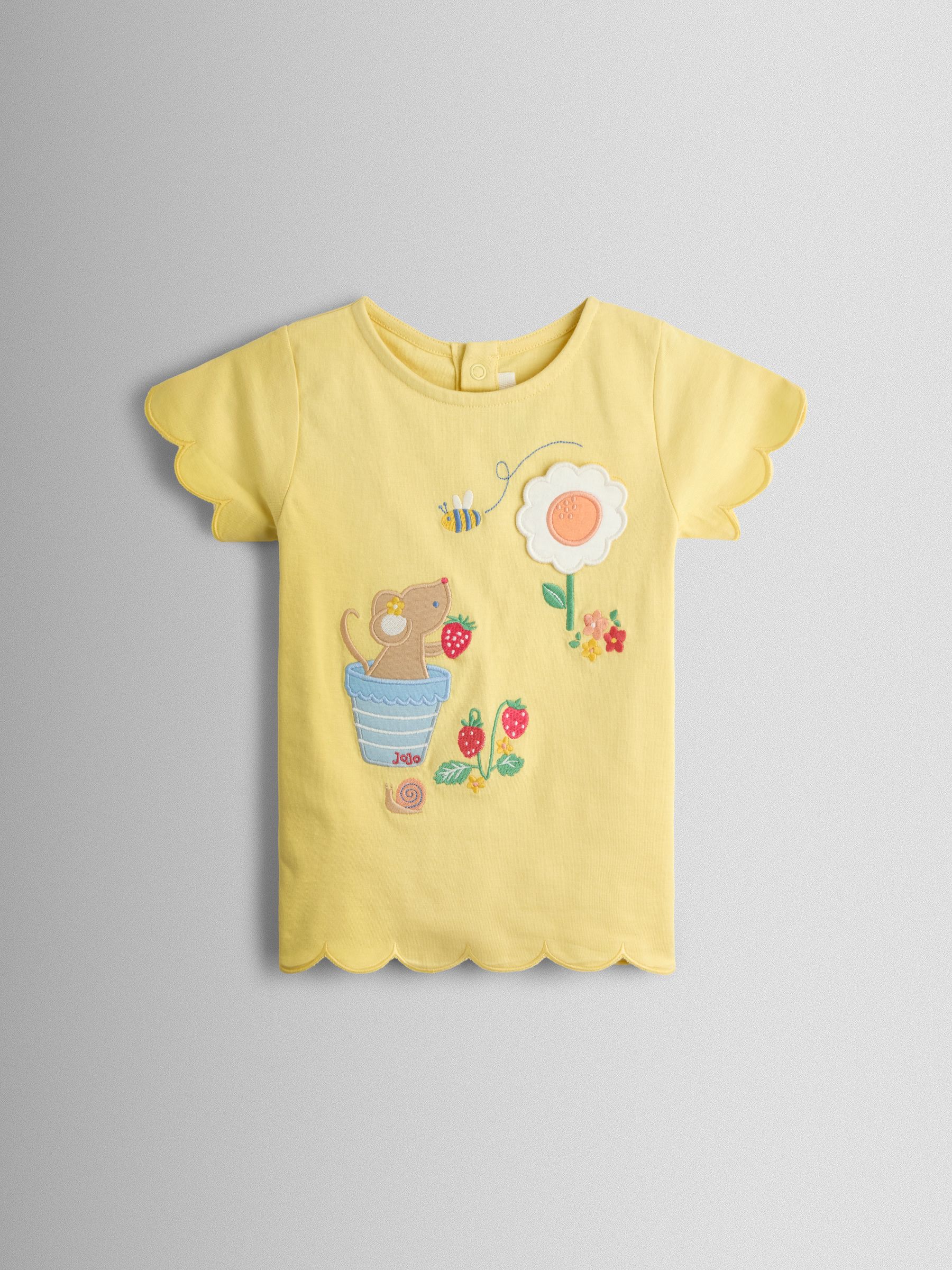Yellow Mouse Garden Appliqué Scalloped T-shirt - Image 1 of 3