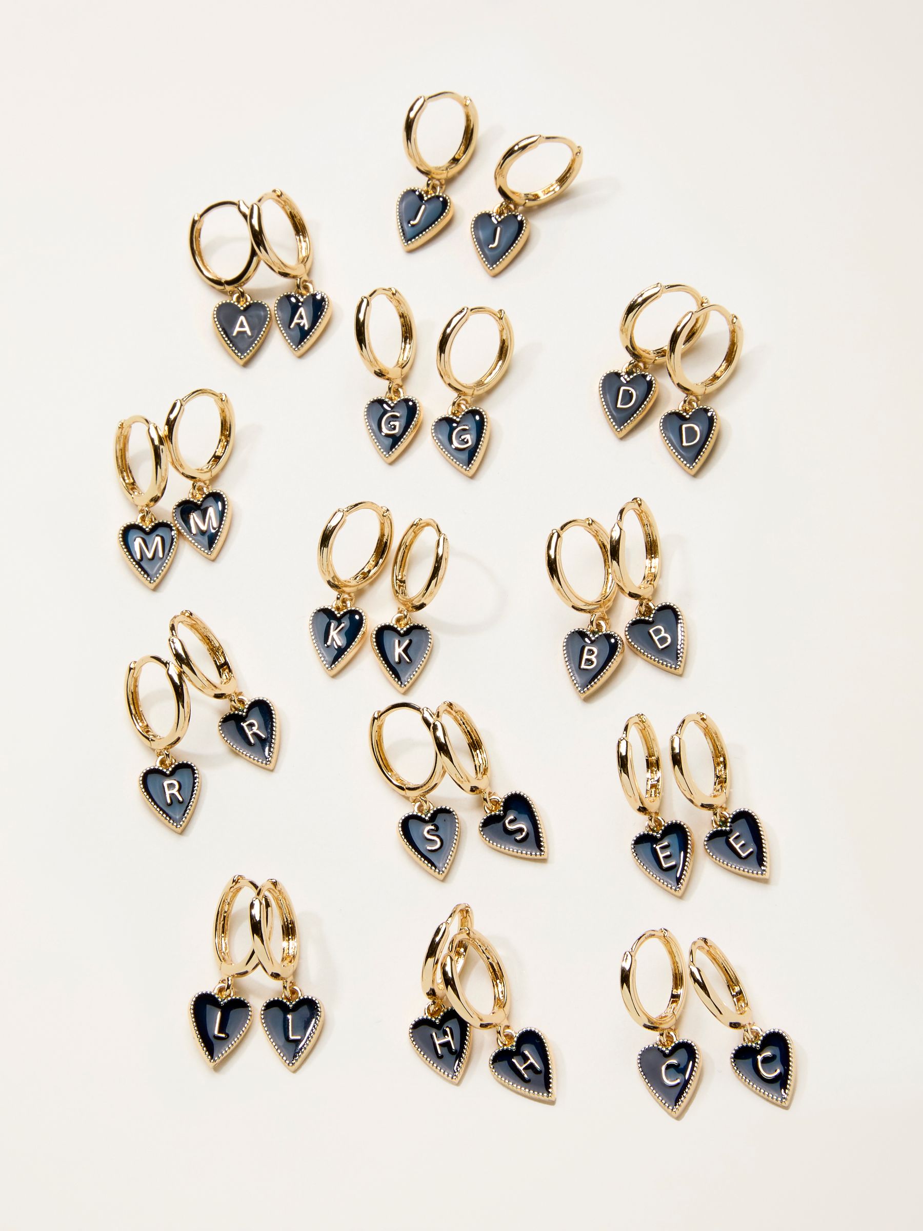 Navy Alphabet Heart Earrings - Image 1 of 2
