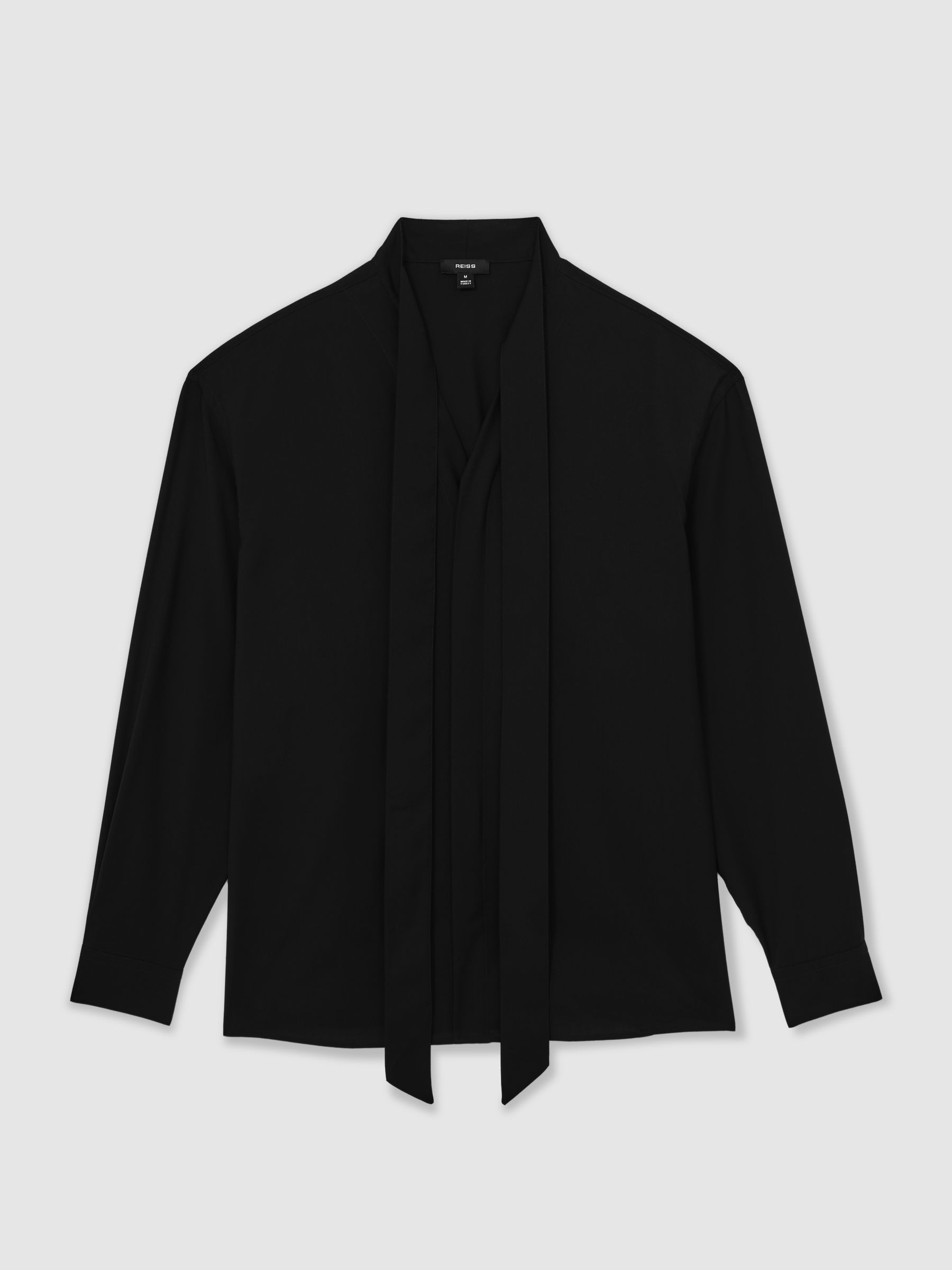 Reiss | Royal Ballet Tie-Neck Shirt in Black - Image 2 of 8