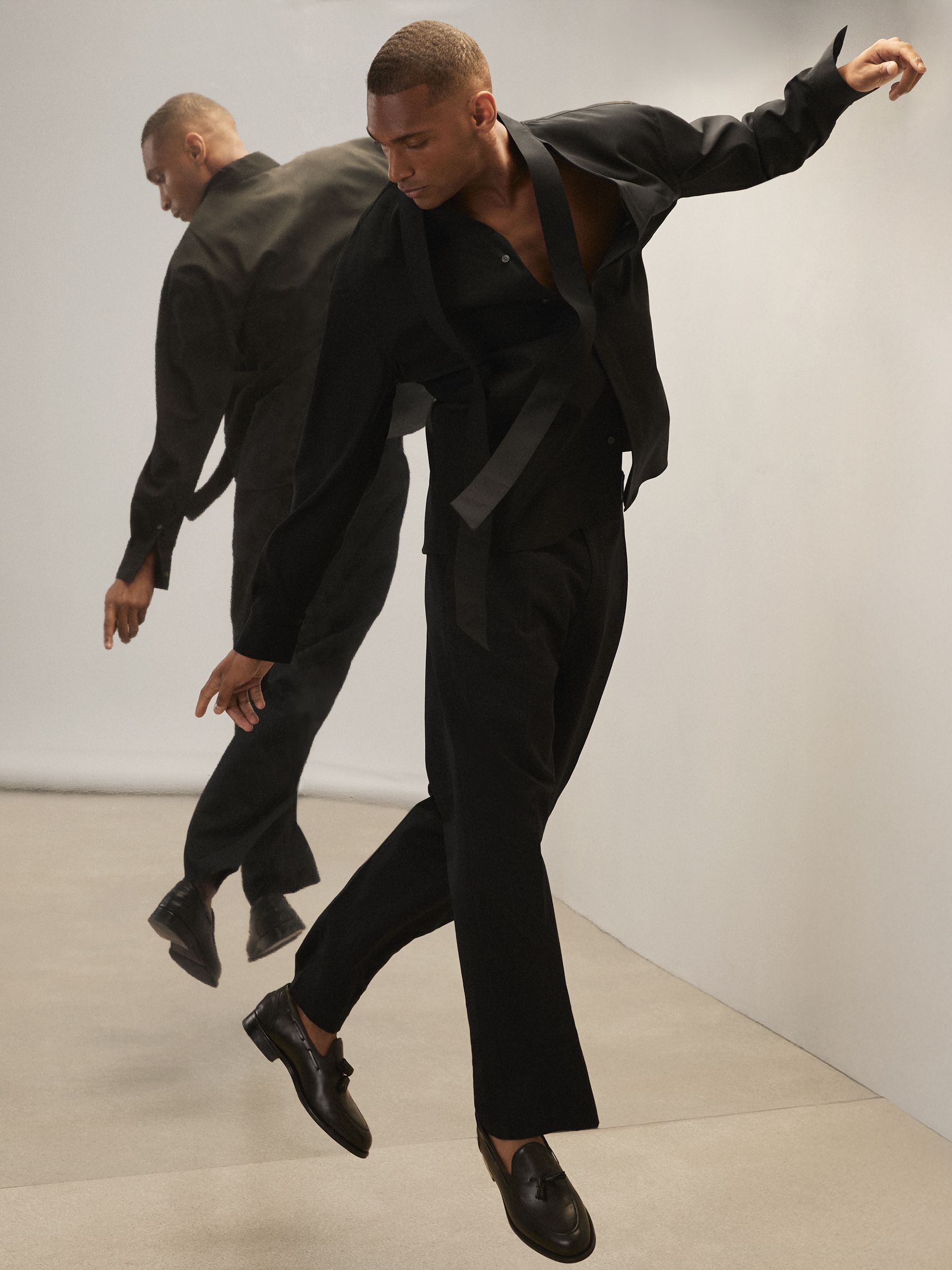 Reiss | Royal Ballet Tie-Neck Shirt in Black - Image 3 of 8