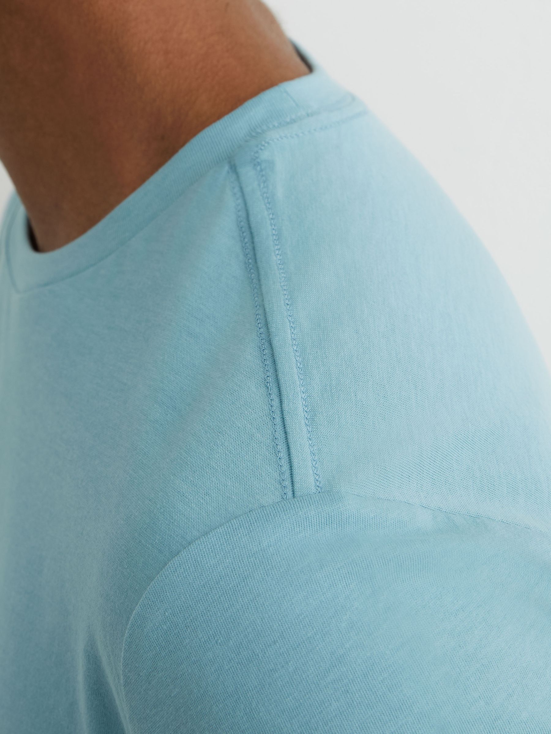 Cotton Crew-Neck Tailored-Fit T-Shirt in Sea Blue - Image 4 of 6